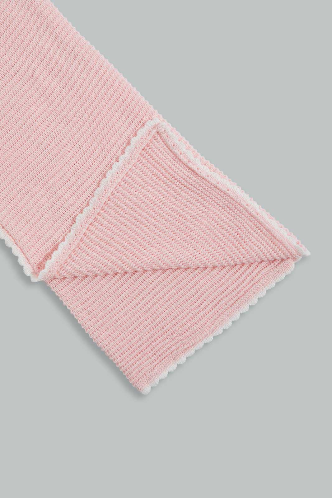 Redtag-Pink-Swan-Sweater-Blanket-Baby-Blankets-Baby-0 to 12 Months