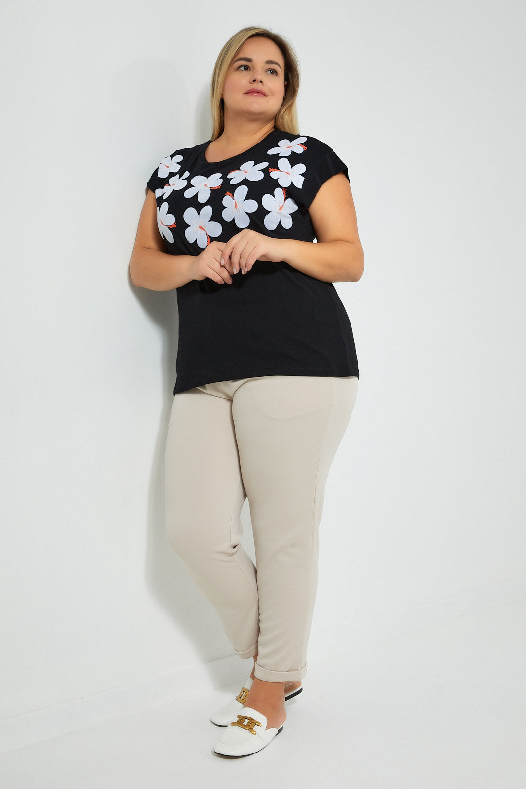 Redtag-Black-With-Placement-Print-Top-Colour:Black,-Filter:Plus-Size,-LDP-T-Shirts,-New-In,-New-In-LDP,-Non-Sale,-S22B,-Section:Women-Women's-