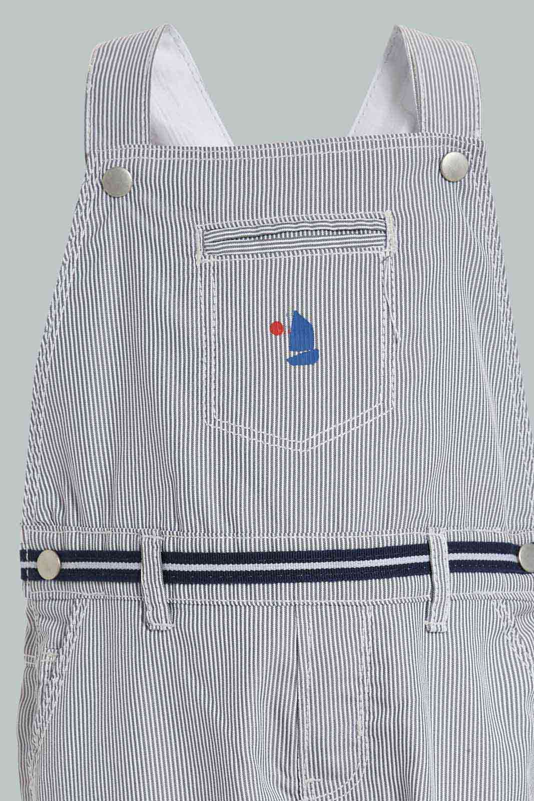 Redtag-Grey-And-Navy-Dungaree-Category:Sets,-Colour:Navy,-EXE,-Filter:Infant-Boys-(3-to-24-Mths),-INB-Sets,-Non-Sale,-S22C,-Section:Boys-(0-to-14Yrs)-Infant-Boys-3 to 24 Months