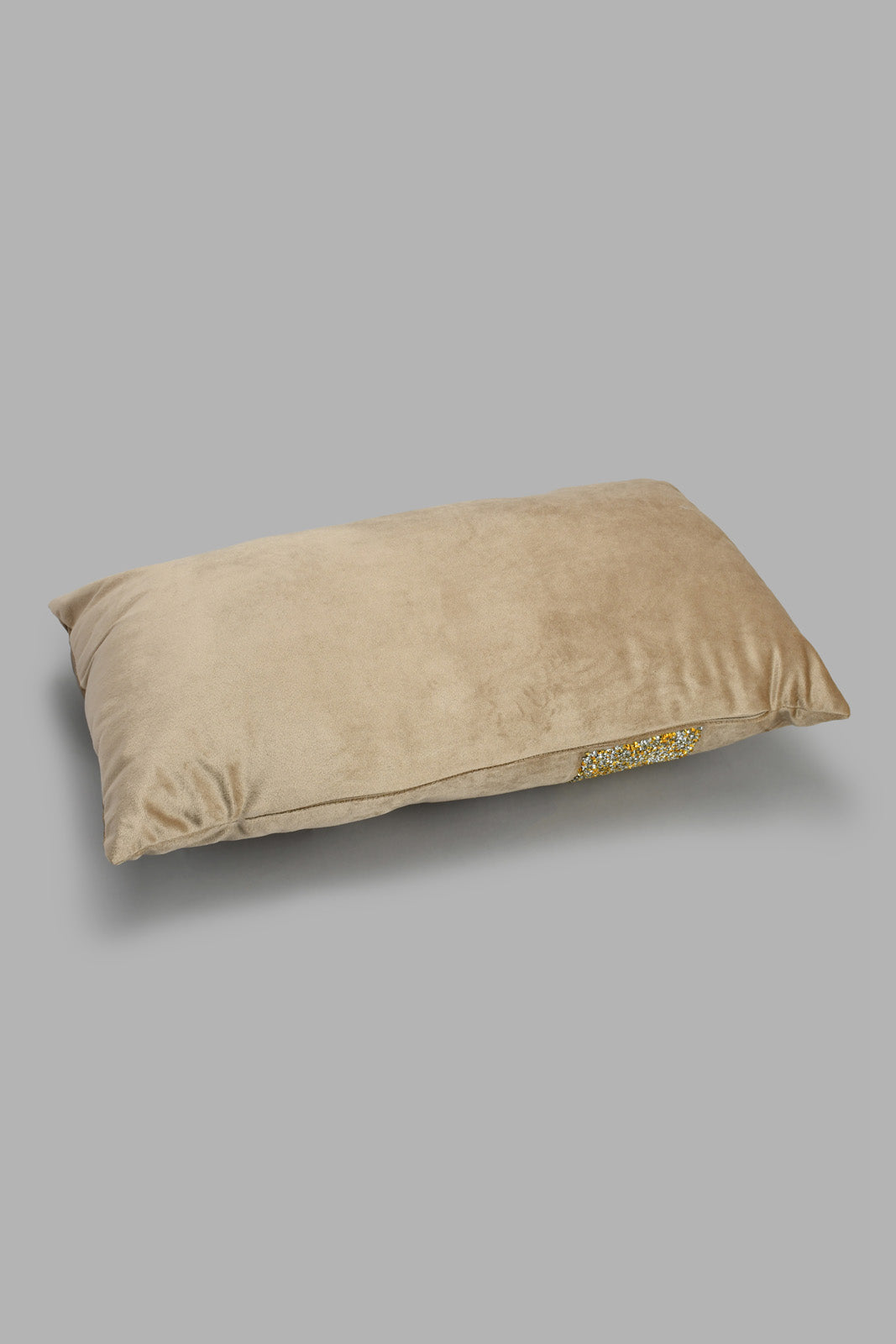 Redtag-Beige-Velvet-Micromink-Cushion-With-Diamonte-Trim-Cushions-Home-Bedroom-