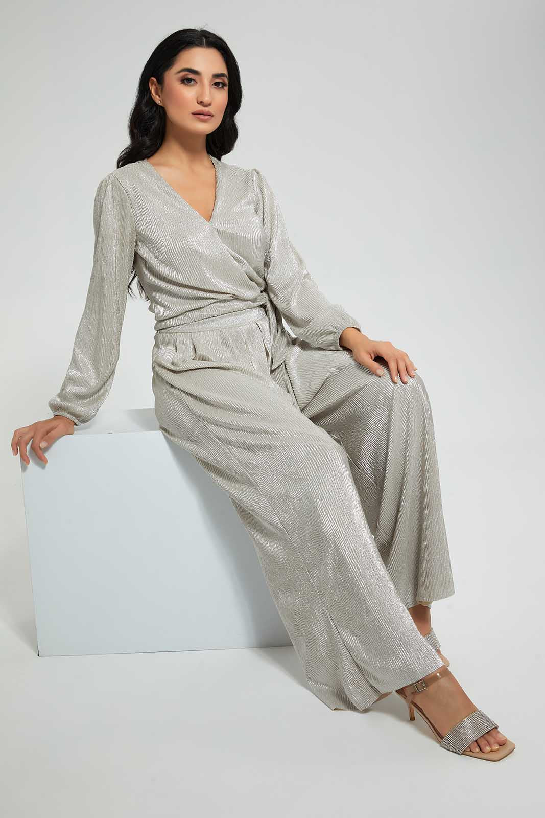 Redtag-Gold-Foil-Coasted-Plisse-Trouser-Trousers-Women's-