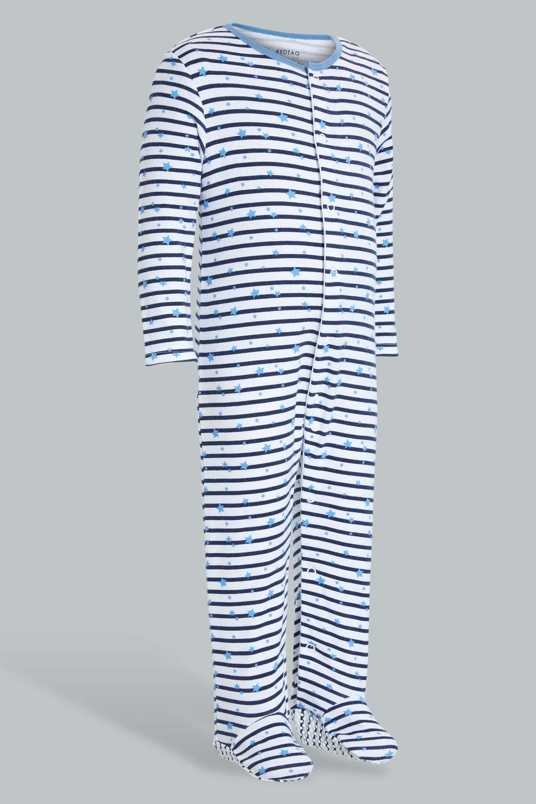 Redtag-Blue-Nbb-3Pk-Sleepsuit-Sleepsuits-Baby-0 to 12 Months