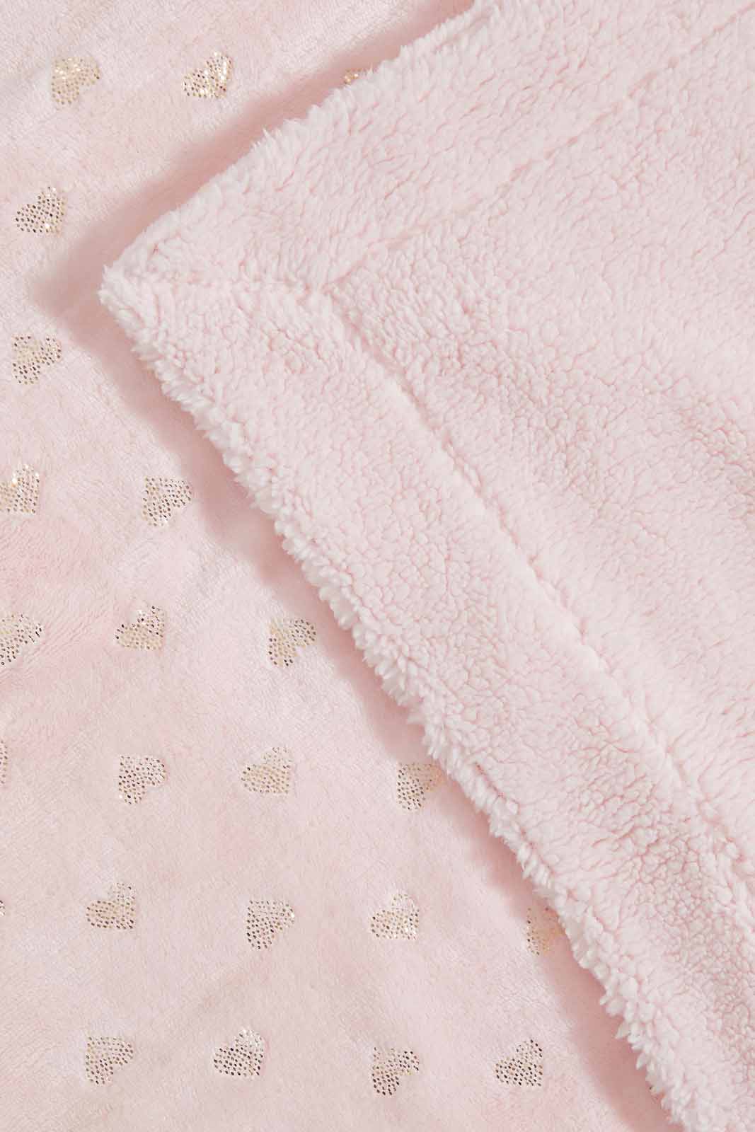 Pink Sherpa Blanket With Baby Pillow (2 Piece)