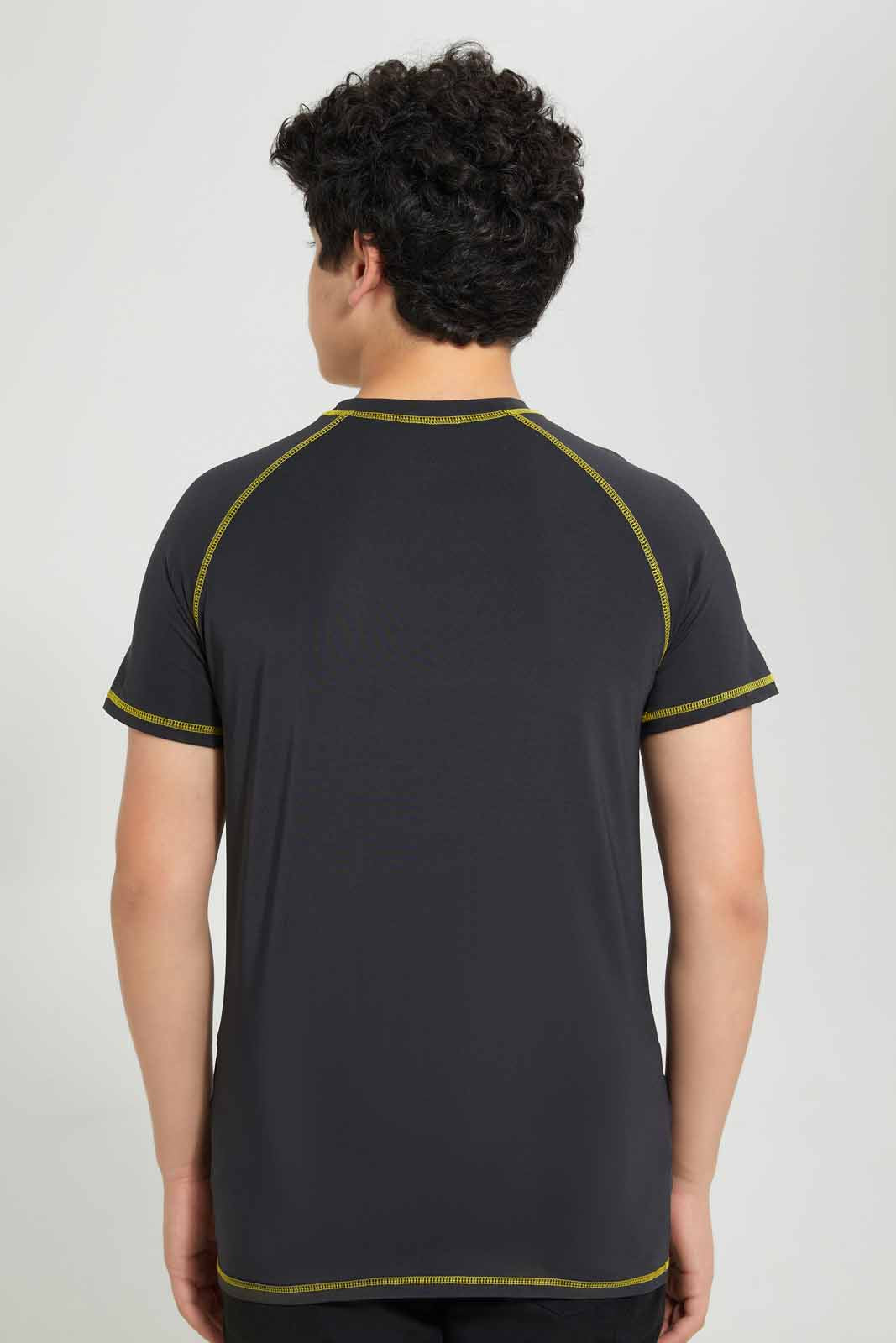 Redtag-Black-Gamer-Rashguard-Graphic-T-Shirts-Senior-Boys-9 to 14 Years
