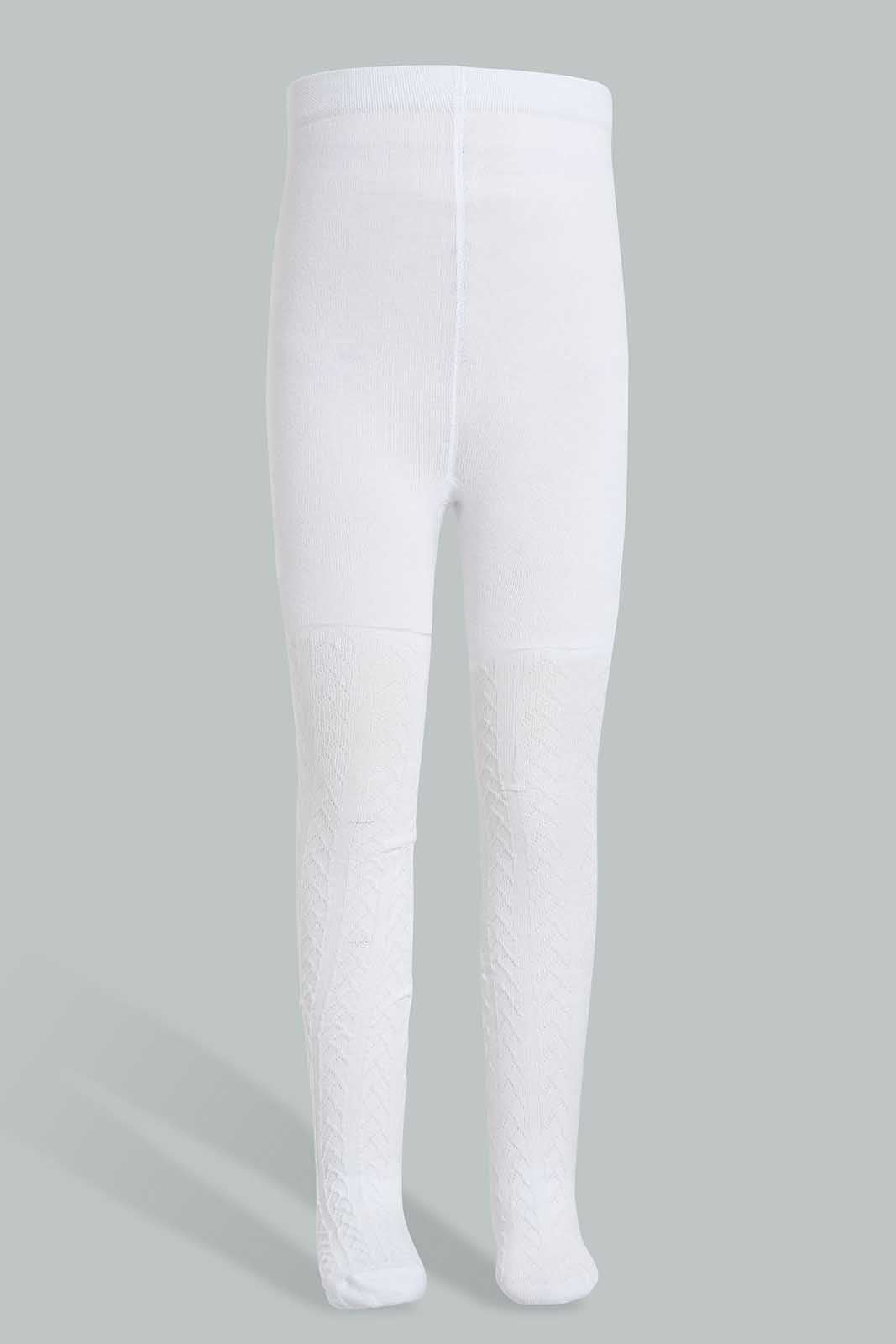 Redtag-White-Jacquard-Tights-For-Girlssdds-365,-BTS,-Category:Tights,-Colour:White,-Deals:New-In,-ESS,-Filter:Girls-(2-to-8-Yrs),-GIR-Tights,-IMP,-NDAY,-New-In-GIR-APL,-Section:Girls-(0-to-14Yrs)-Girls-2 to 8 Years