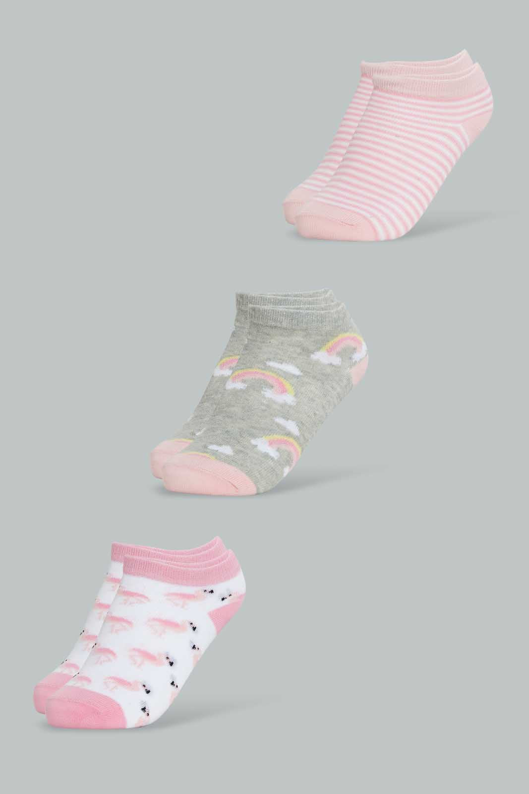 Redtag-Assorted-Ankle-Socks-Ankle-Socks-Girls-2 to 8 Years