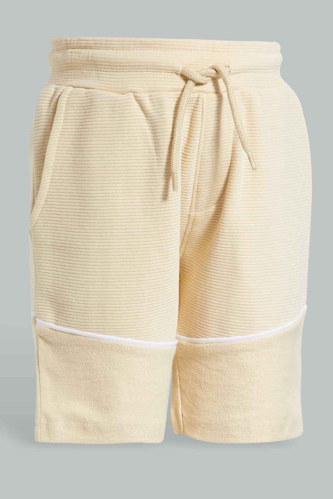 Redtag-Stone-Paneled-Ripple-Terry-Short-BOY-Active-Shorts,-Category:Shorts,-Colour:Beige,-Deals:New-In,-Filter:Boys-(2-to-8-Yrs),-New-In-BOY-APL,-Non-Sale,-S22C,-Section:Kidswear-Boys-2 to 8 Years