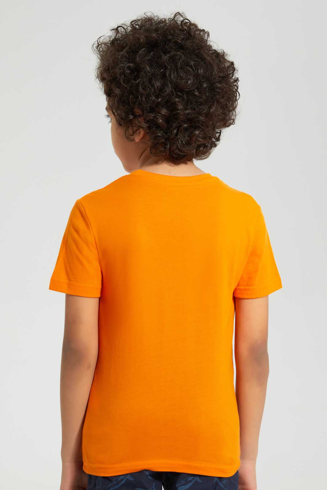 Redtag-Orange-Aewsome-Print-T-Shirt-Graphic-T-Shirts-Boys-2 to 8 Years