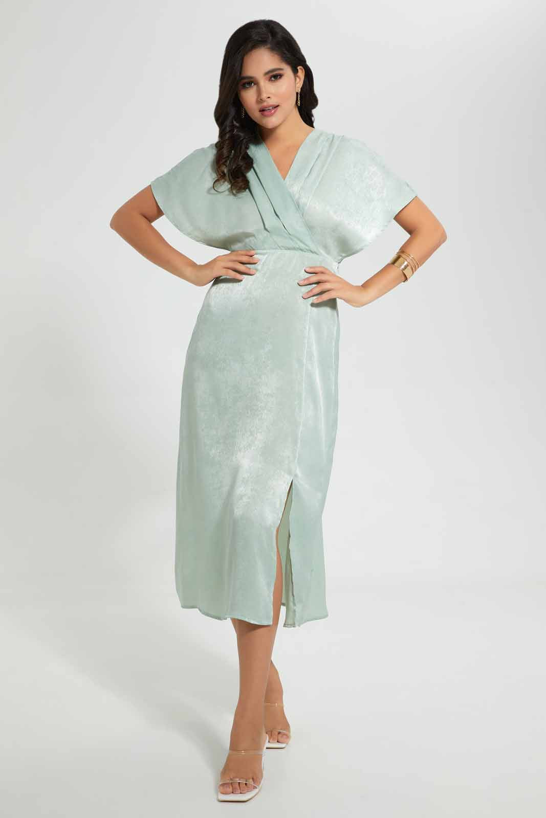 Redtag-Mint-Wide-Shoulder-Front-Overlap-Dress-Dresses-Women's-