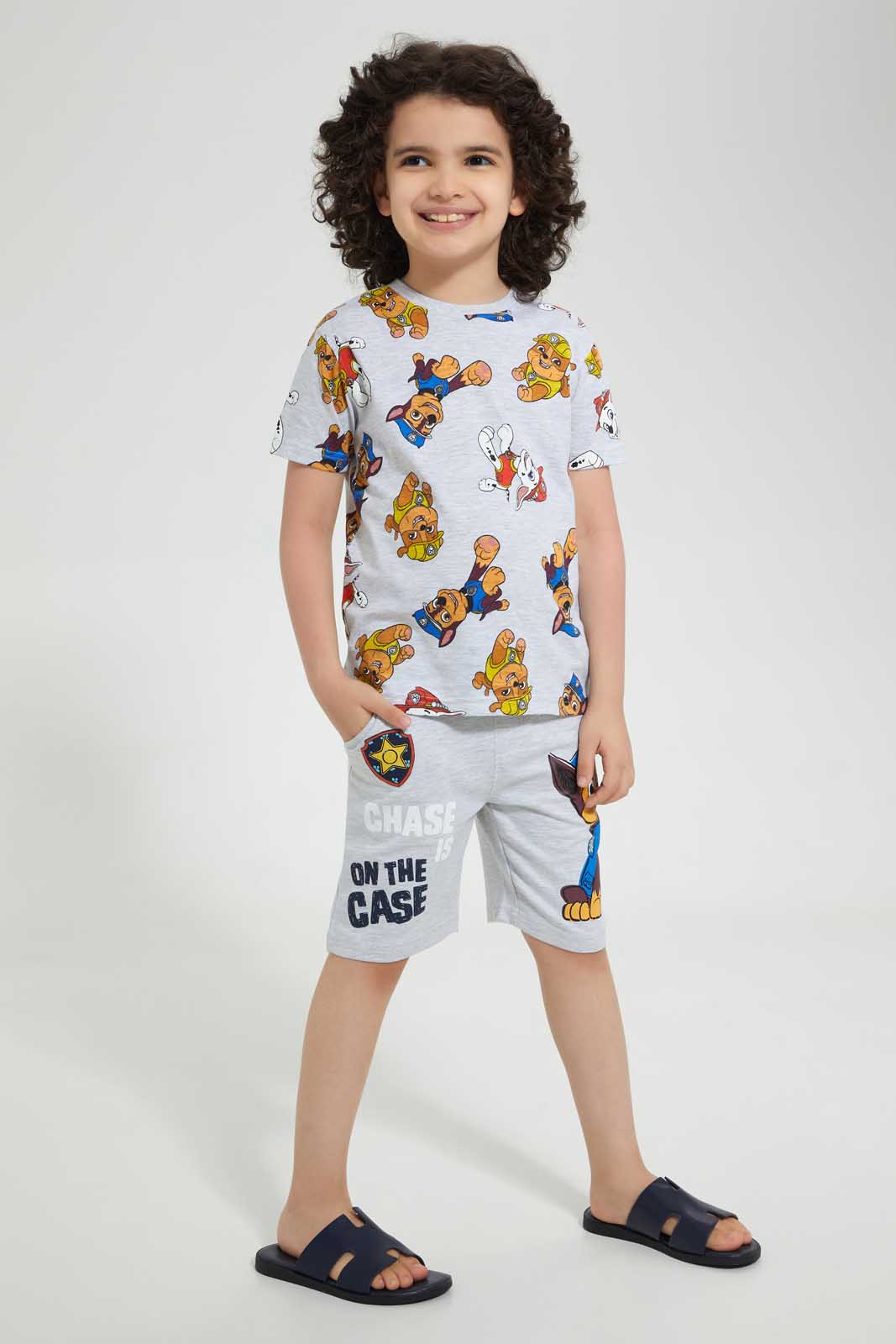 Redtag-Grey-Paw-Patrol-Short-Active-Shorts-Boys-2 to 8 Years