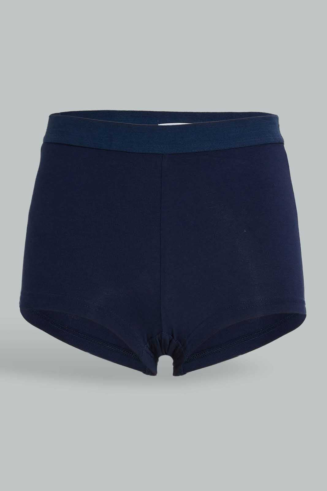 Redtag-Navy/Beige-Plain-Boxer-Briefs-(2-Pack)-365,-Category:Briefs,-Colour:Assorted,-Deals:New-In,-Dept:Ladieswear,-Filter:Women's-Clothing,-New-In-Women-APL,-Non-Sale,-Section:Women,-Women-Briefs--