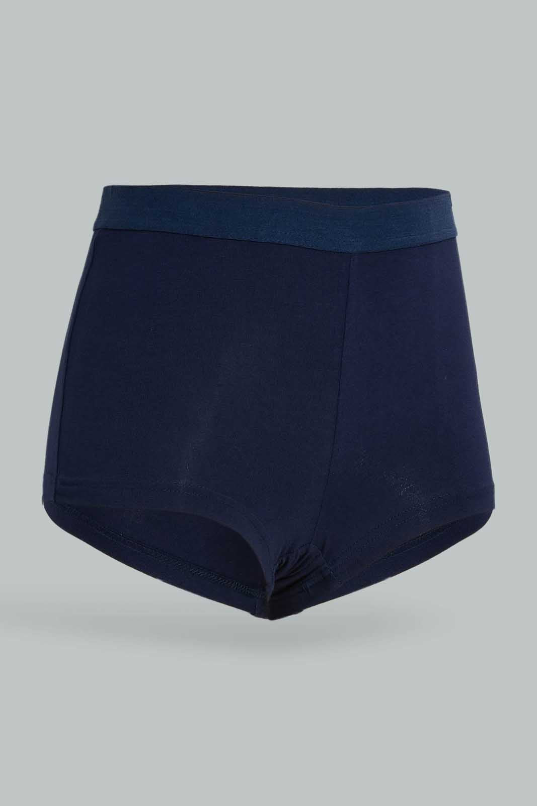 Redtag-Navy/Beige-Plain-Boxer-Briefs-(2-Pack)-365,-Category:Briefs,-Colour:Assorted,-Deals:New-In,-Dept:Ladieswear,-Filter:Women's-Clothing,-New-In-Women-APL,-Non-Sale,-Section:Women,-Women-Briefs--