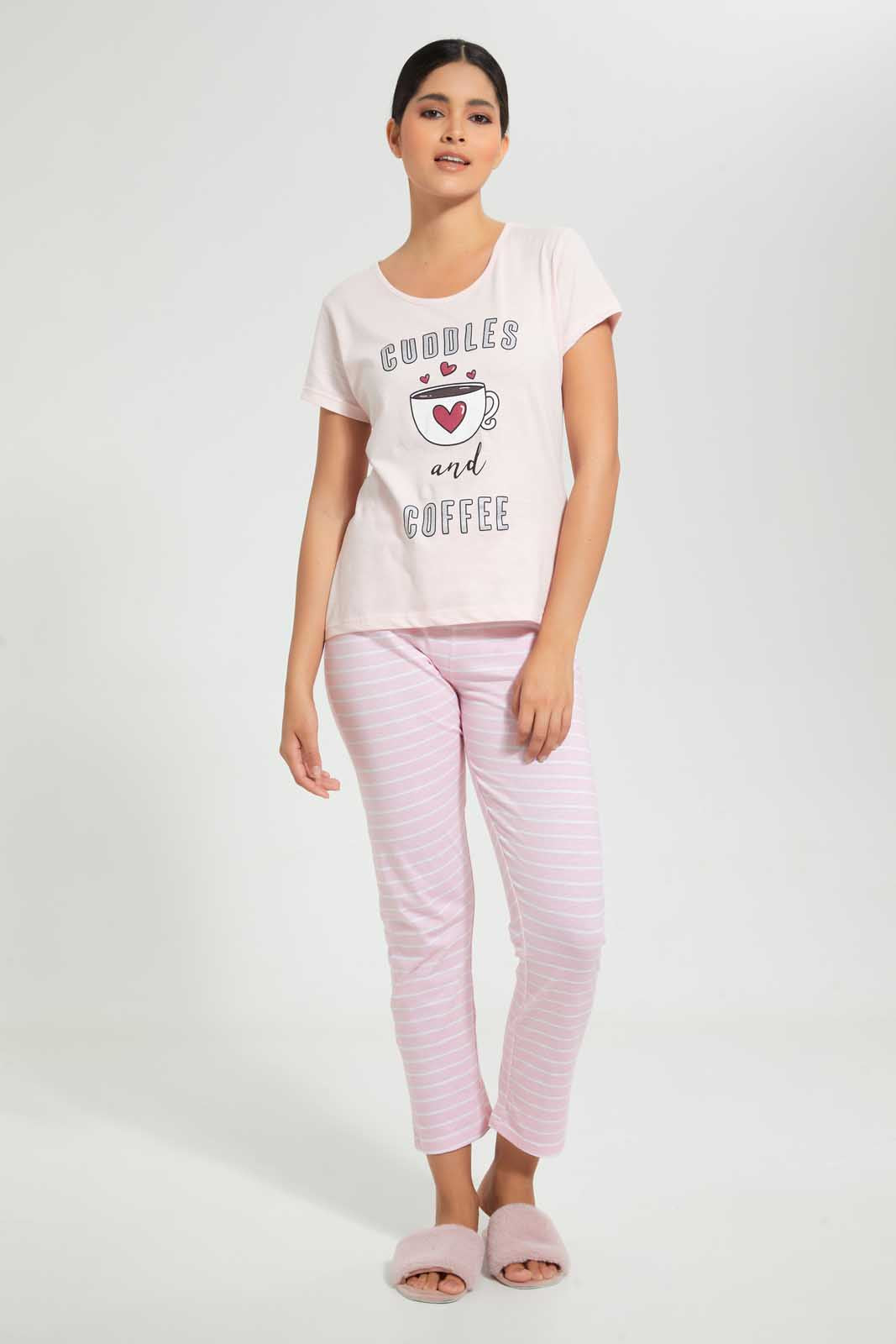 Redtag-Pink-Cuddles-Printed-Pyjama-Set-Pyjama-Sets-Women's-