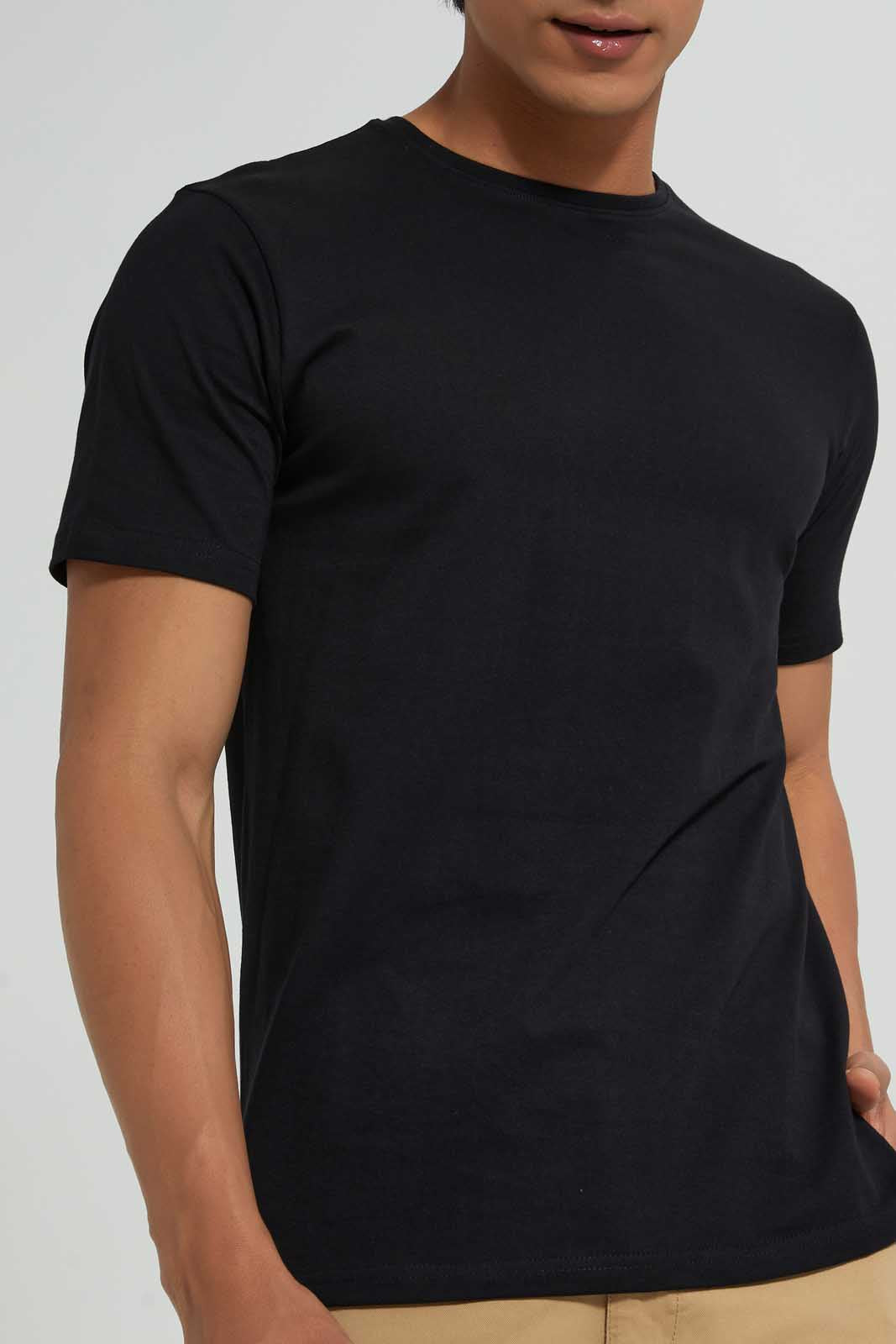 Men Black Crew Neck Basic T-Shirt