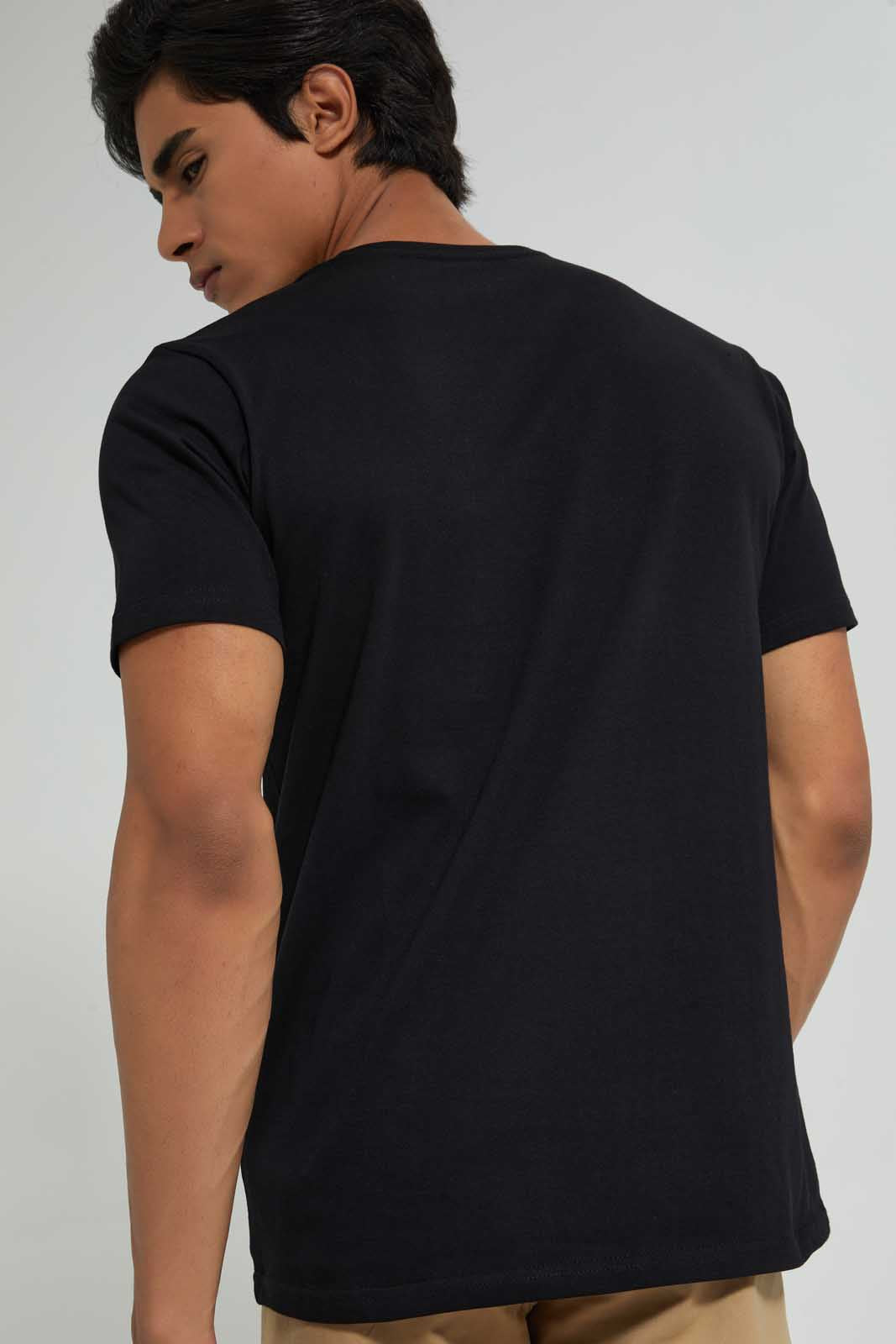 Men Black Crew Neck Basic T-Shirt