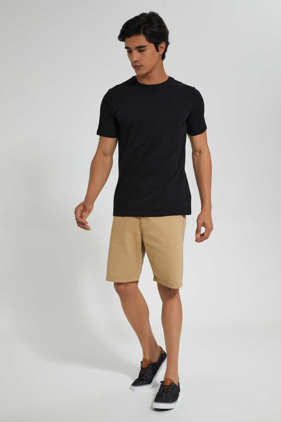 Men Black Crew Neck Basic T-Shirt
