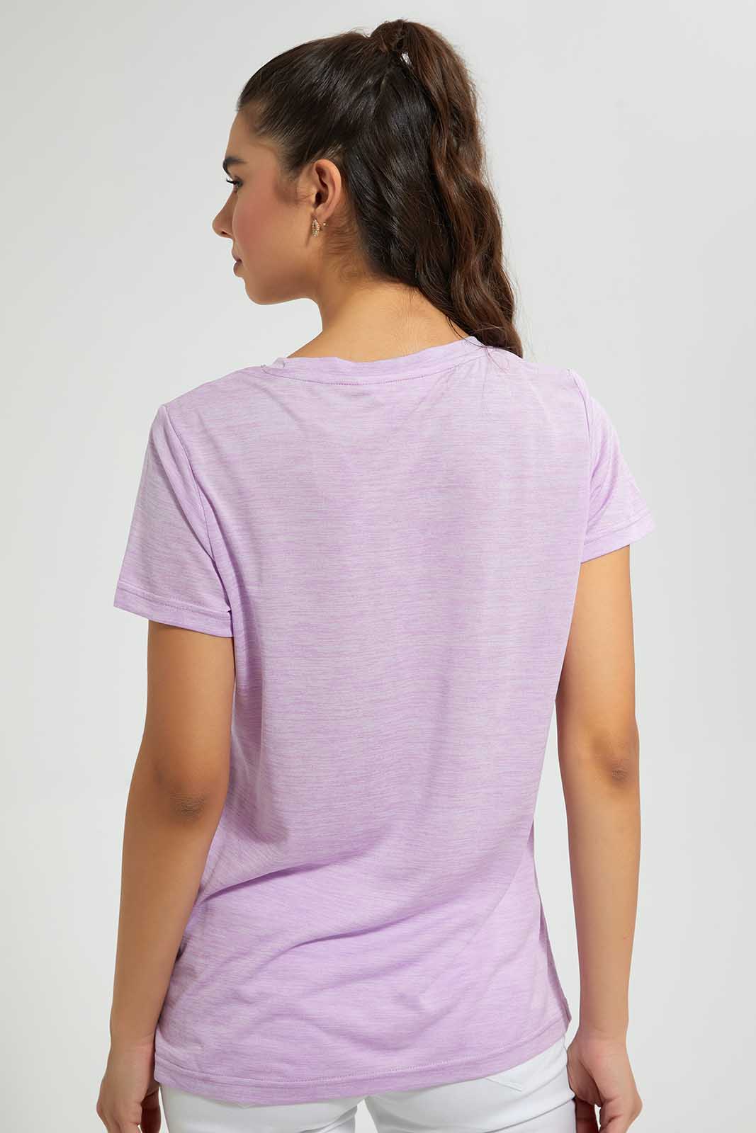Purple Printed Long Active T-Shirt