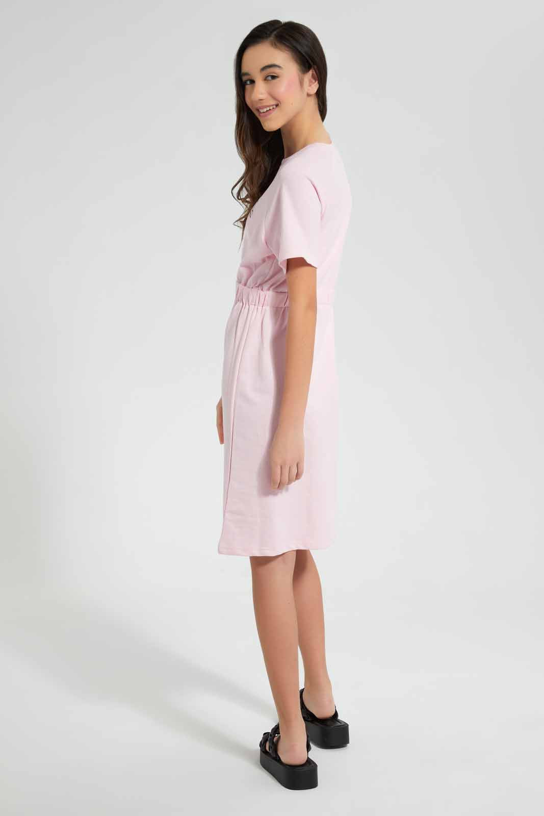 Redtag-Pink-Sporty-Knitted-Dress-Category:Dresses,-Colour:Pink,-Filter:Senior-Girls-(9-to-14-Yrs),-GSR-Dresses,-New-In,-New-In-GSR,-Non-Sale,-RMD-add,-S22C,-Section:Kidswear-Senior-Girls-9 to 14 Years