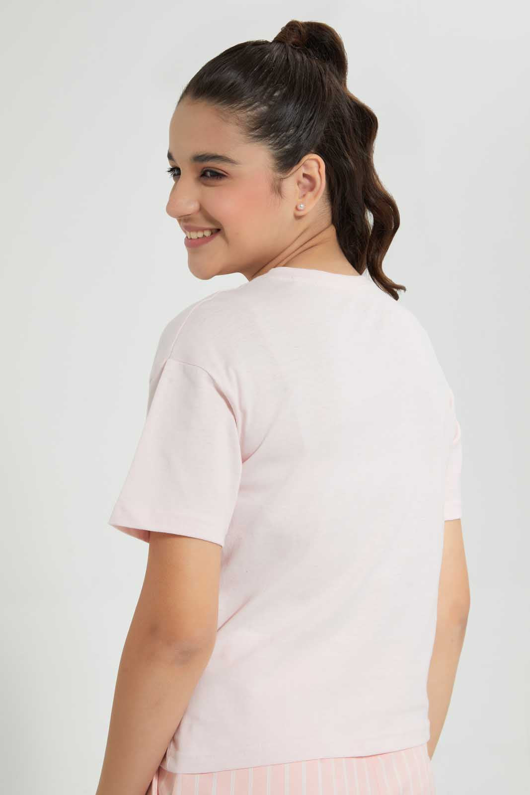 Redtag-Pink-Reversible-Sequins-Boxy-Top-Embellished-T-Shirts-Senior-Girls-9 to 14 Years