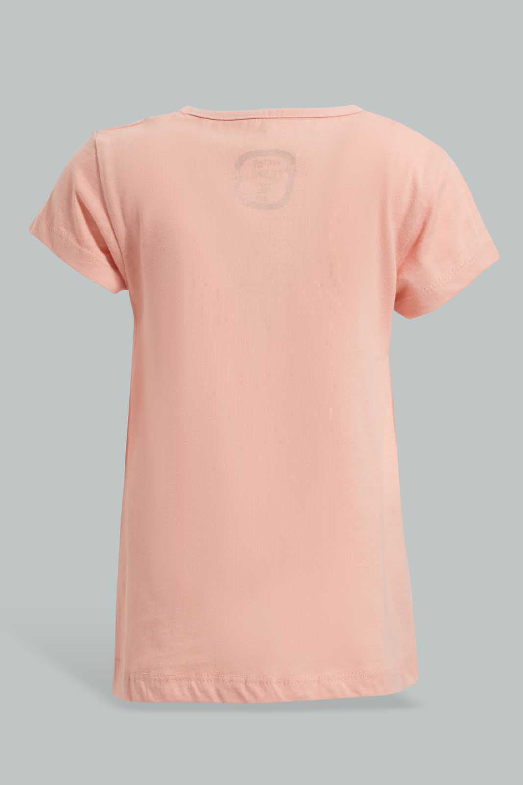 Redtag-Coral-Surf-Board-Placement-Print-T-Shirt-Graphic-T-Shirts-Infant-Girls-3 to 24 Months
