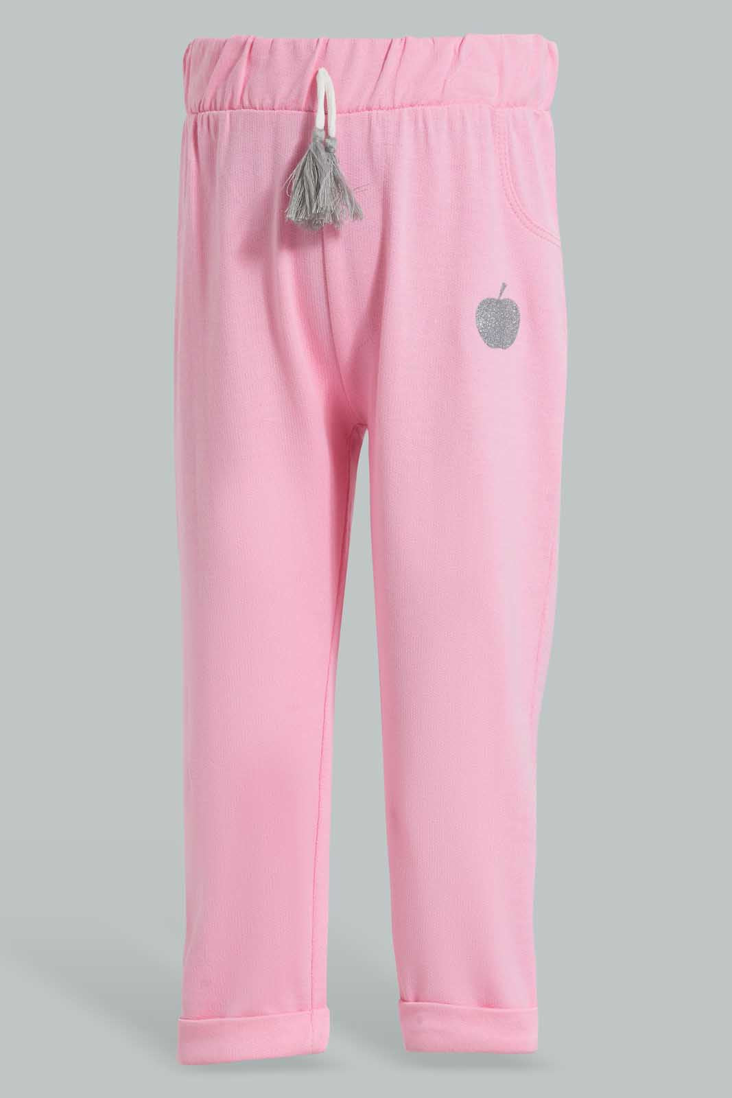 Redtag-Pink-Solid-Active-Pant-Joggers-Infant-Girls-3 to 24 Months