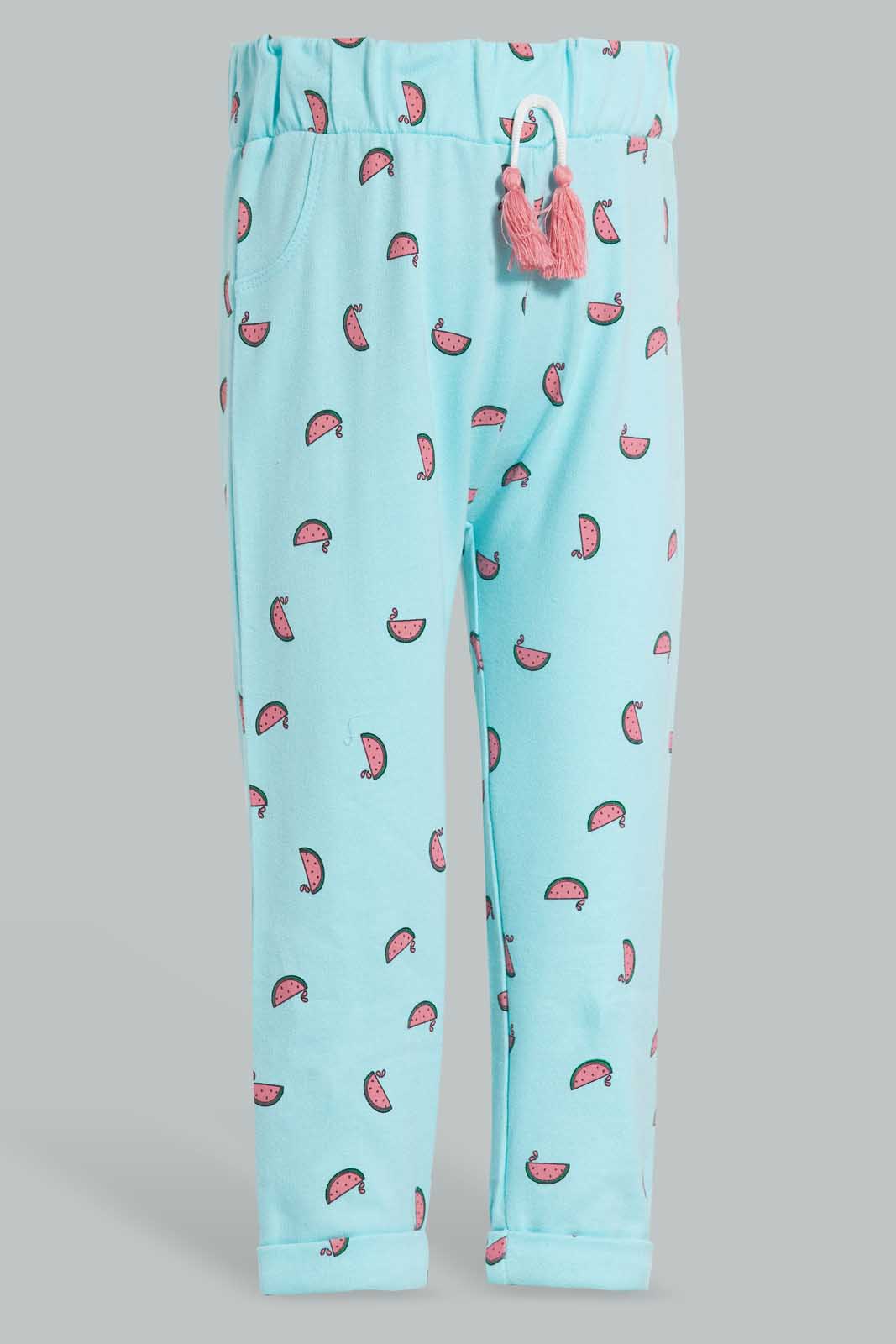 Redtag-Mint-Watermelon-Printed-Active-Pant-Joggers-Infant-Girls-3 to 24 Months