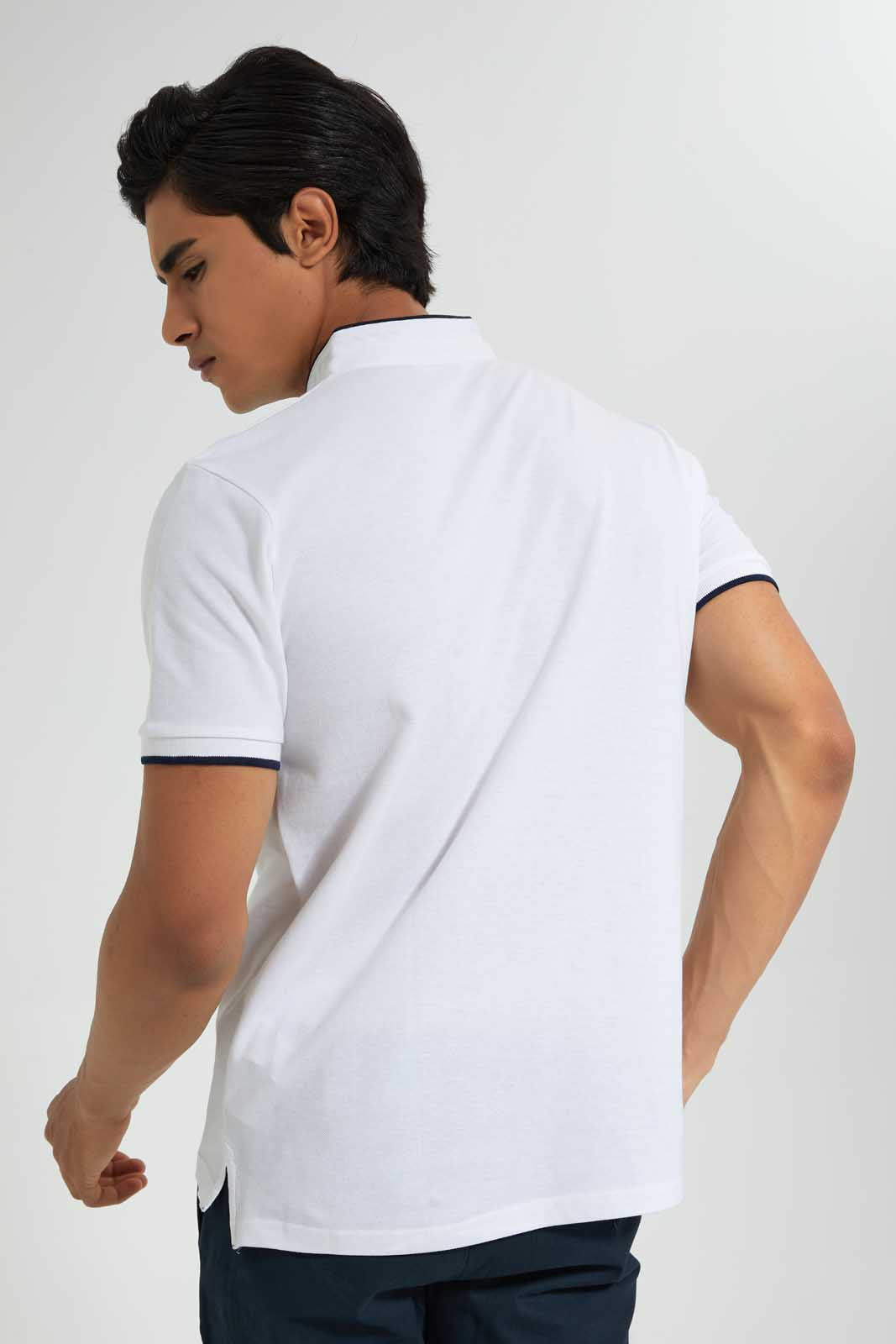 Redtag-White-Standup-Collar-Polo-Shirt-Polo-Shirts-Men's-