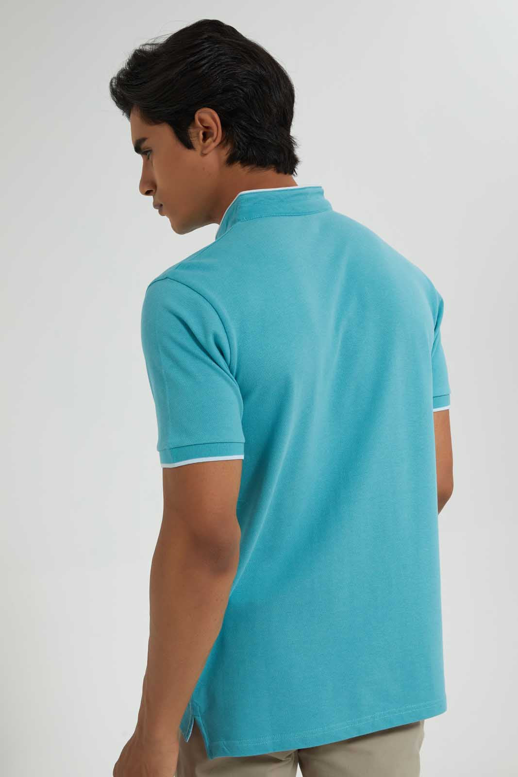 Redtag-Sage-Green-Standup-Collar-Polo-Shirt-Polo-Shirts-Men's-