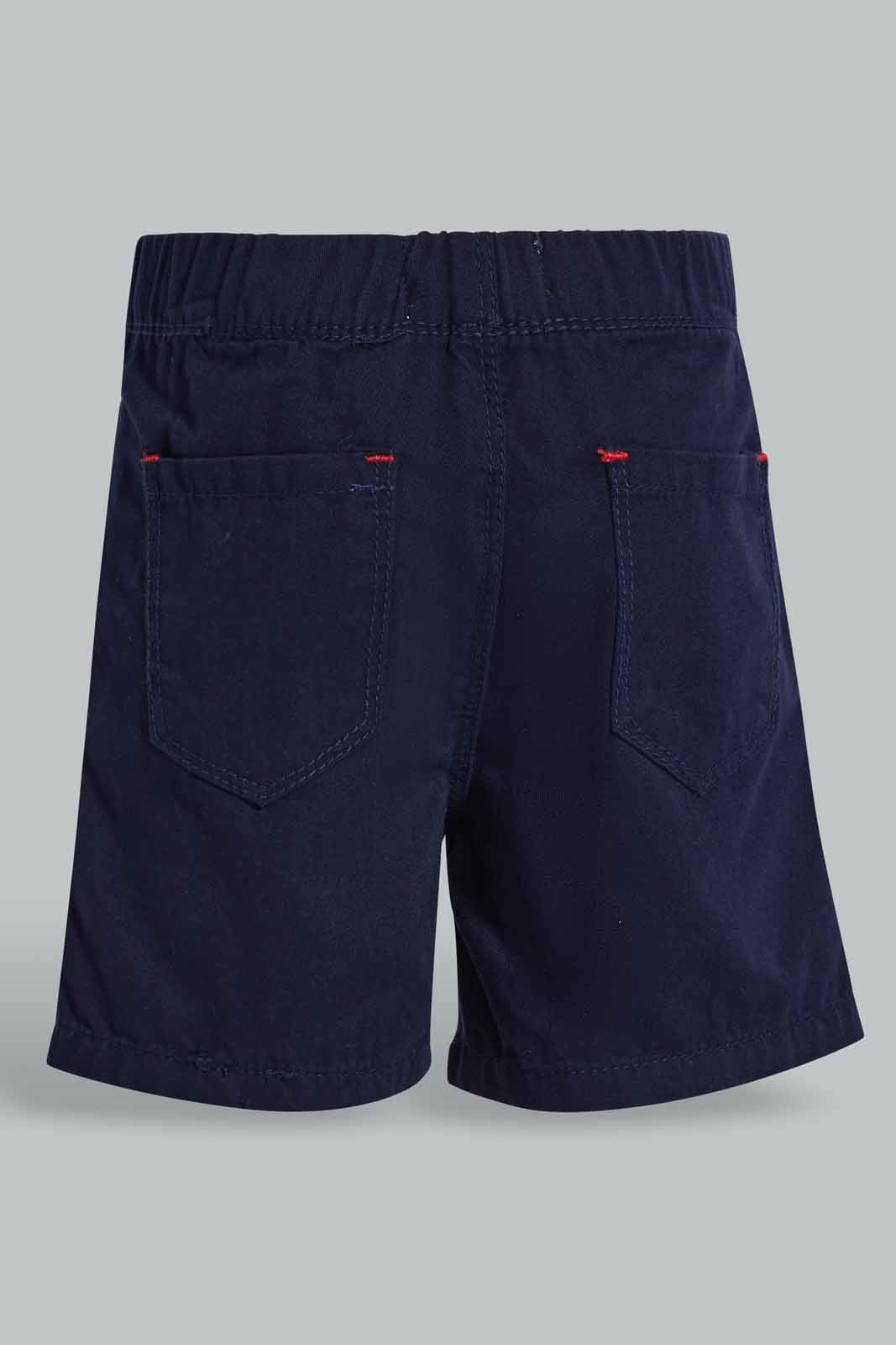 Redtag-Navy-Trouser-Pull-On-Short-Pull-On-Shorts-Infant-Boys-3 to 24 Months