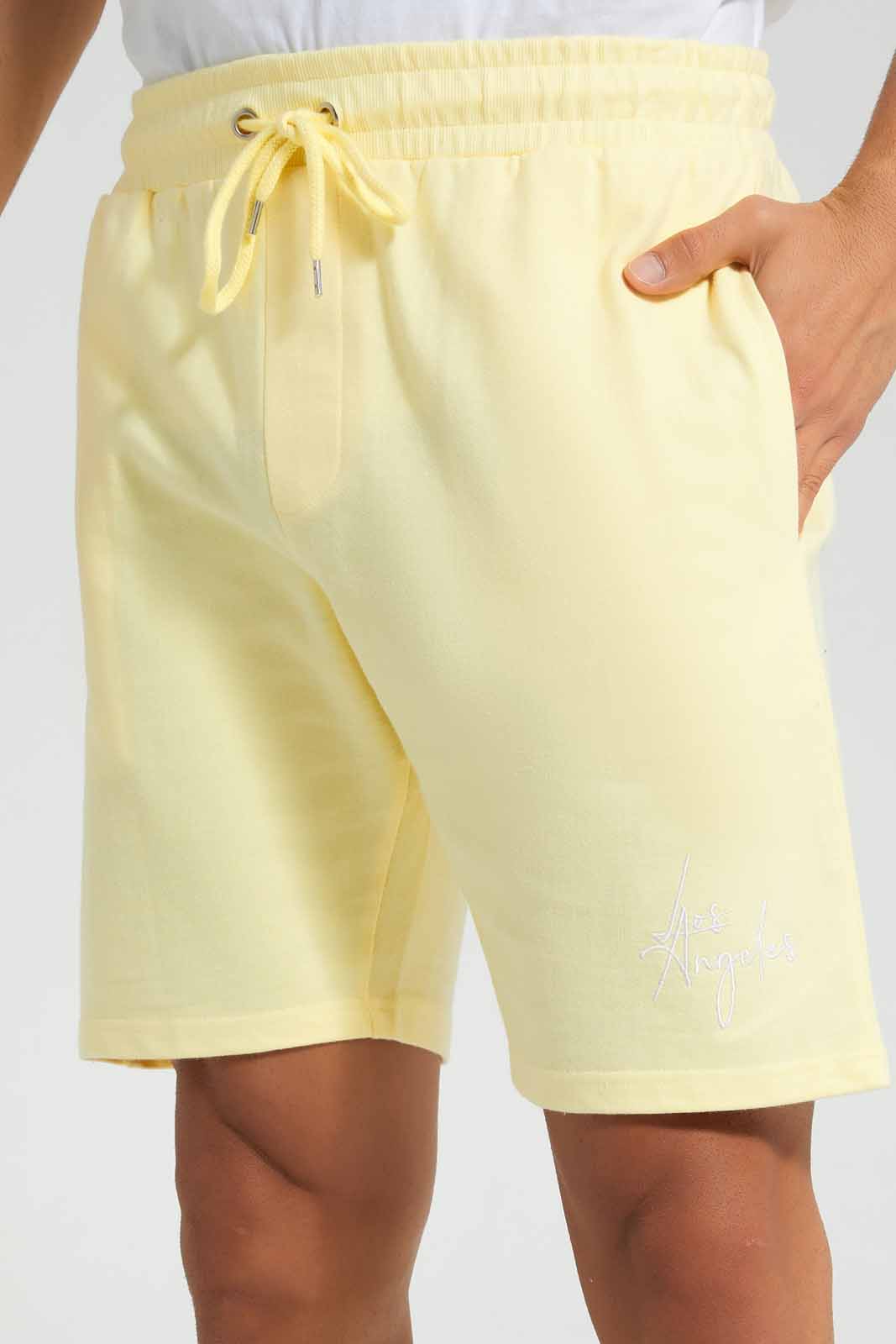 Redtag-Yellow-Signature-Shorts-Category:Joggers,-Colour:Yellow,-Deals:New-In,-Filter:Men's-Clothing,-Men-Joggers,-New-In-Men,-Non-Sale,-Section:Men,-W22O-Men's-