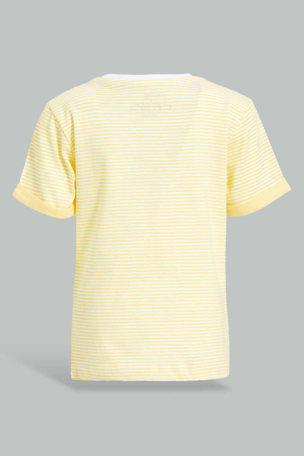Redtag-Yellow-Striped-With-Contrast-Sleeve-Tshirt-Bundle,-Category:T-Shirts,-Colour:Yellow,-Deals:4-For-90,-Deals:New-In,-Filter:Infant-Boys-(3-to-24-Mths),-INB-T-Shirts,-New-In-INB-APL,-S22D,-Section:Boys-(0-to-14Yrs),-TBL-Infant-Boys-
