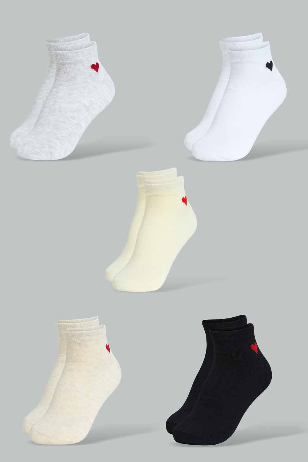 Redtag-Assorted-Heart-Printed-Ankle-Socks-(5-Pack)-Ankle-Socks-Women's-