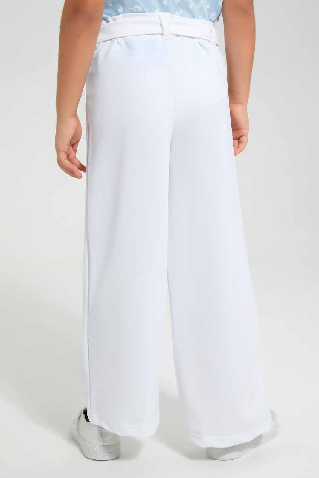 Redtag-White-Girls-Wideleg-Trouser-Category:Trousers,-Colour:White,-Deals:New-In,-Filter:Girls-(2-to-8-Yrs),-GIR-Trousers,-New-In-GIR-APL,-Non-Sale,-S22C,-Section:Kidswear,-TBL-Girls-2 to 8 Years