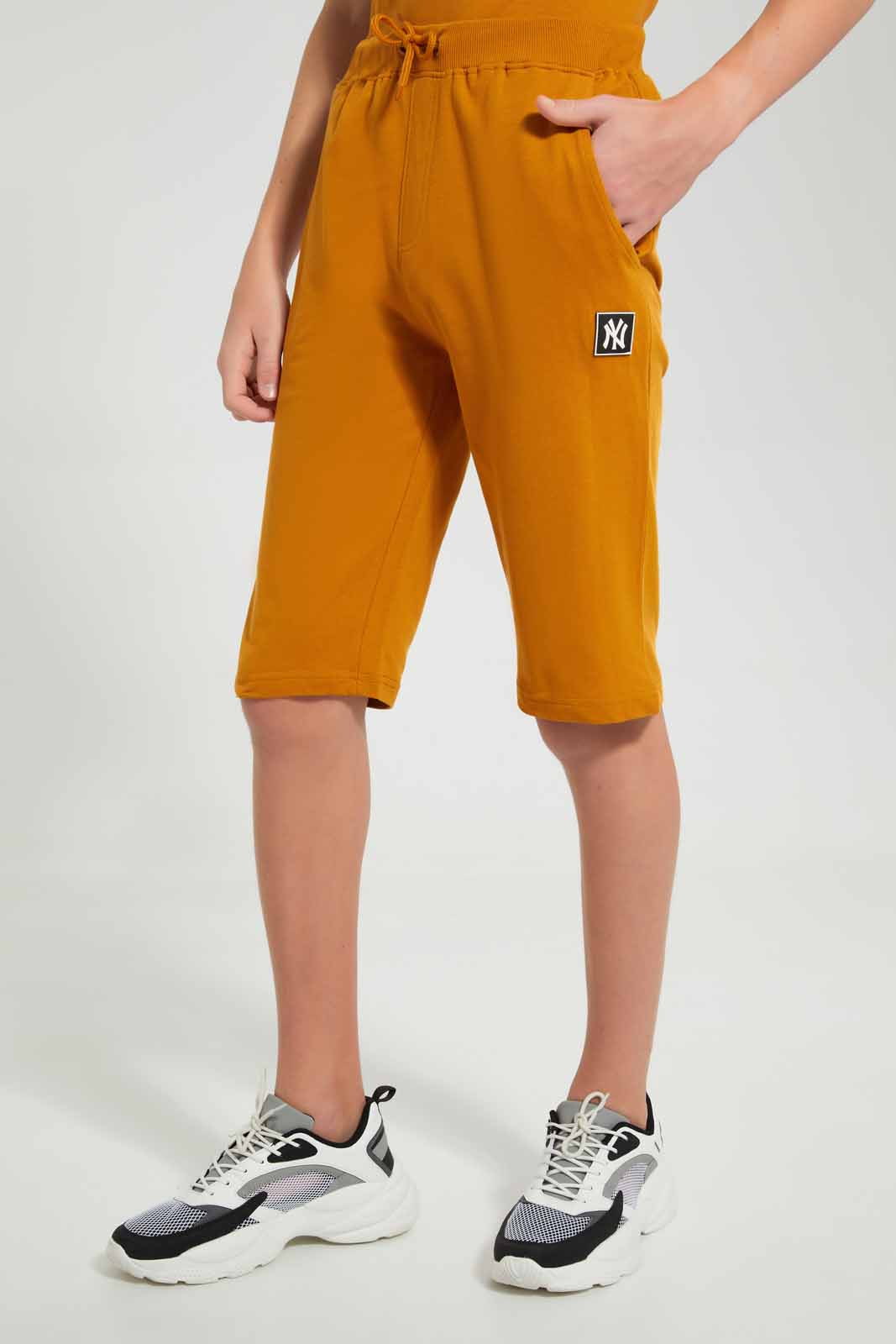 Redtag-Mustard-Keyshape-Active-Short-Active-Shorts-Senior-Boys-9 to 14 Years