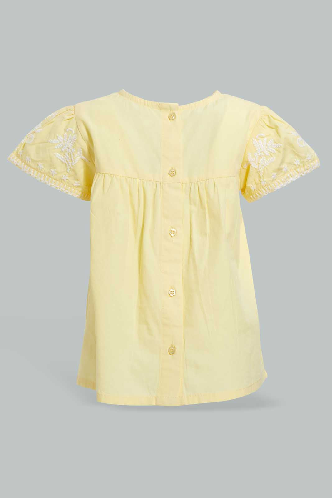 Redtag-Yellow-Embroidered-Blouse-Blouses-Infant-Girls-3 to 24 Months