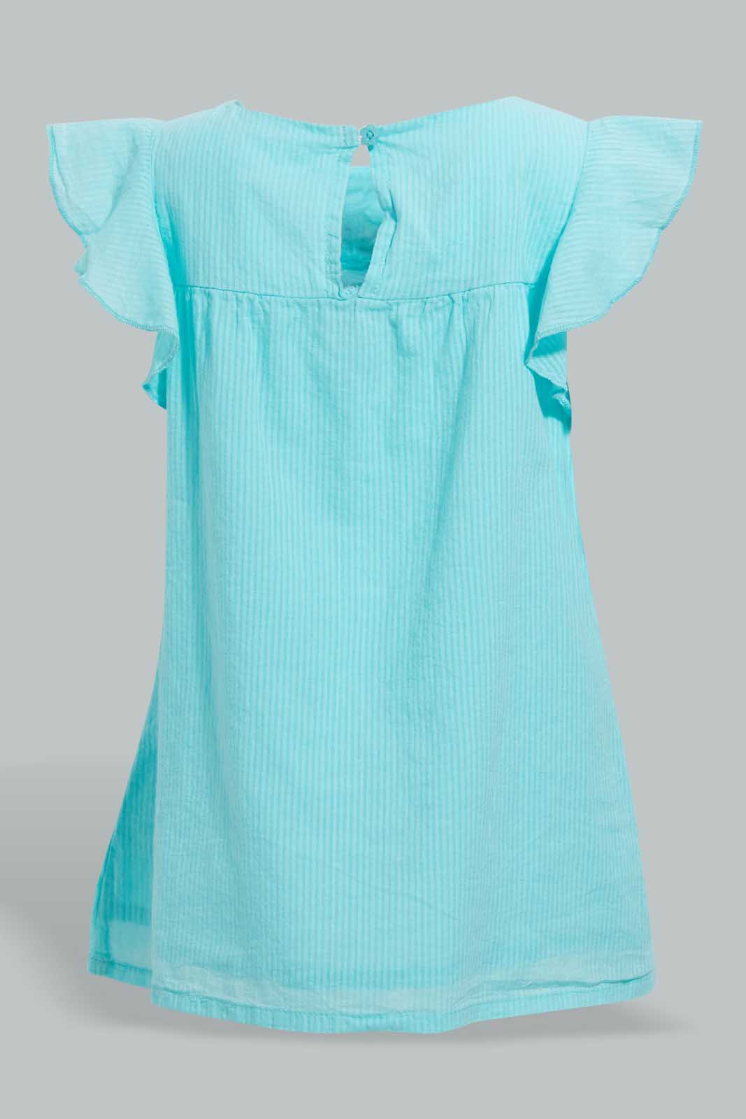 Redtag-Mint-Embroidered-Yoke-Dress-Dresses-Infant-Girls-3 to 24 Months