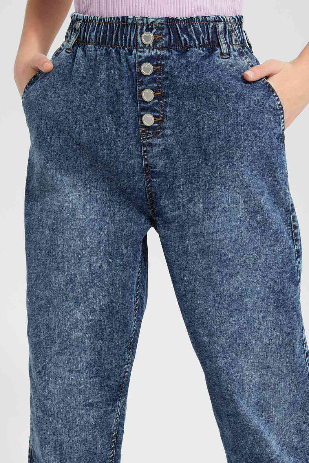 Redtag-Dk-Wash-Button-Front-Mom'S-Fit-Jegging-Category:Jeggings,-Colour:Darkwash,-Filter:Senior-Girls-(9-to-14-Yrs),-GSR-Jeggings,-New-In,-New-In-GSR-APL,-Non-Sale,-RMD-add,-S22C,-Section:Kidswear-Senior-Girls-9 to 14 Years