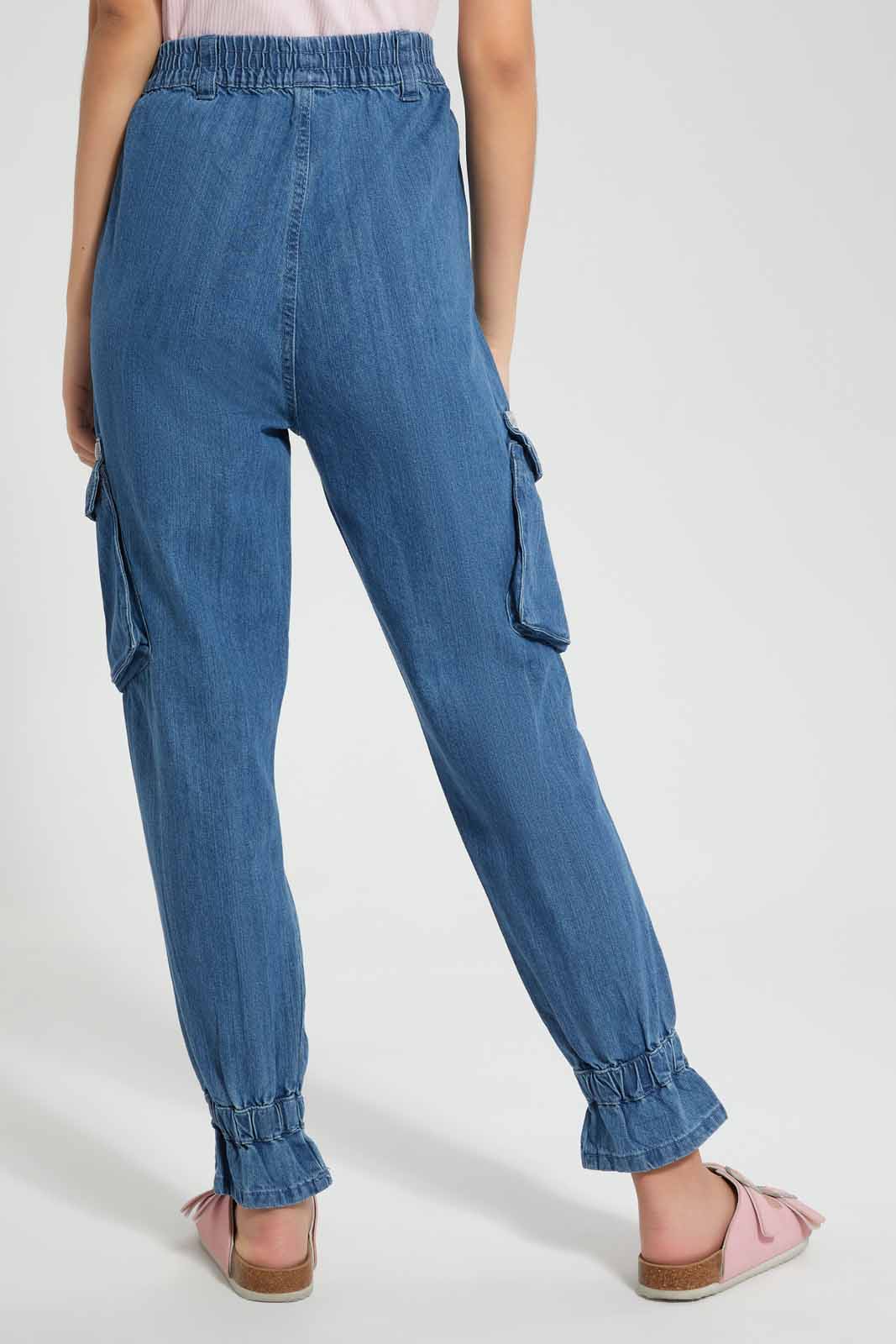 Redtag-Lt-Wash-Cargo-Pocket-Jogger-Category:Jeggings,-Colour:Lightwash,-Filter:Senior-Girls-(9-to-14-Yrs),-GSR-Jeggings,-New-In,-New-In-GSR-APL,-Non-Sale,-RMD-add,-S22C,-Section:Kidswear-Senior-Girls-9 to 14 Years