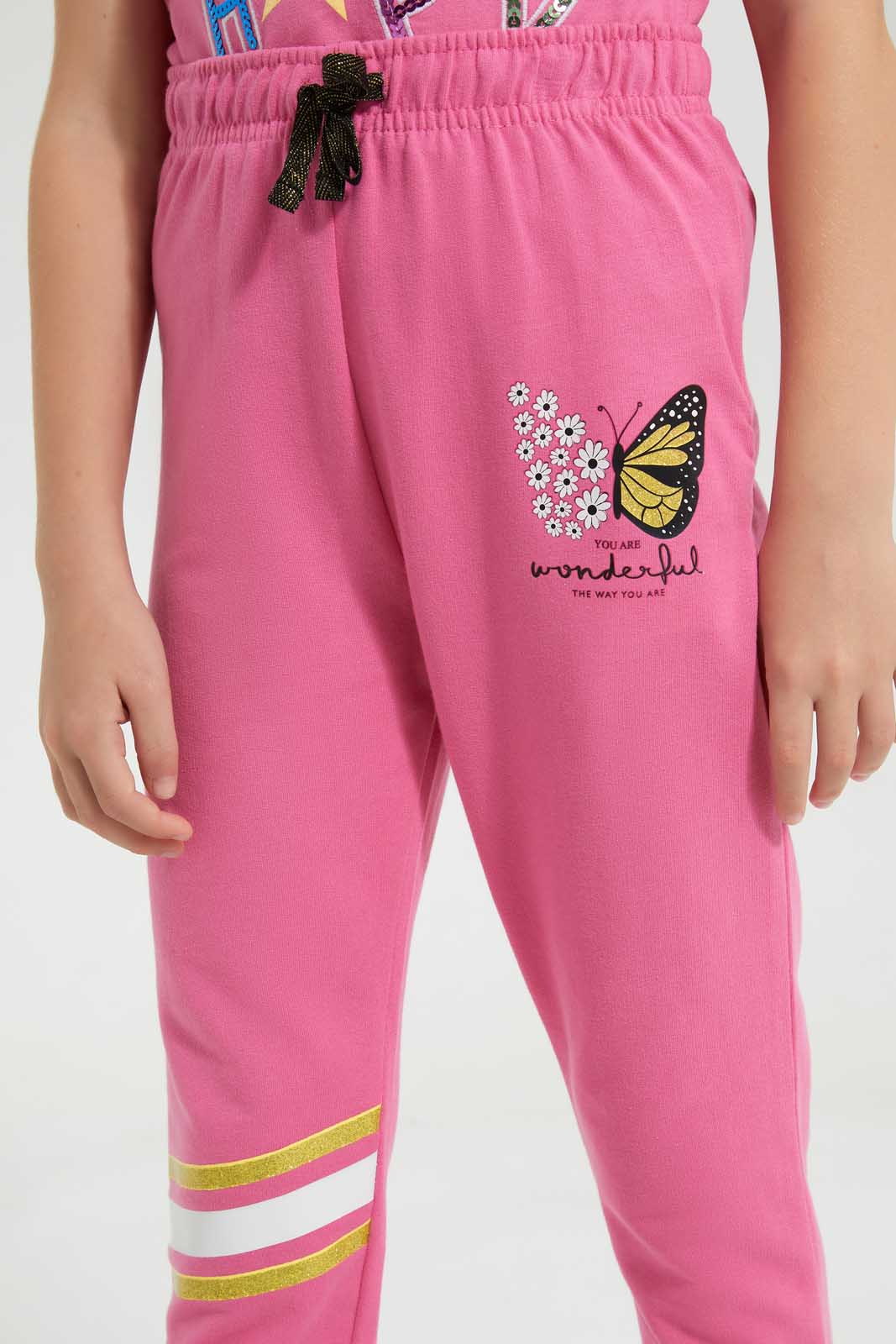Redtag-Pink-Butterfly-Active-Pant-Bundle,-Category:Joggers,-Colour:Pink,-Deals:Sale,-Filter:Girls-(2-to-8-Yrs),-Girls-Joggers,-S22C,-Sale-GIR-APL,-Section:Girls-(0-to-14Yrs),-TBL-Girls-2 to 8 Years