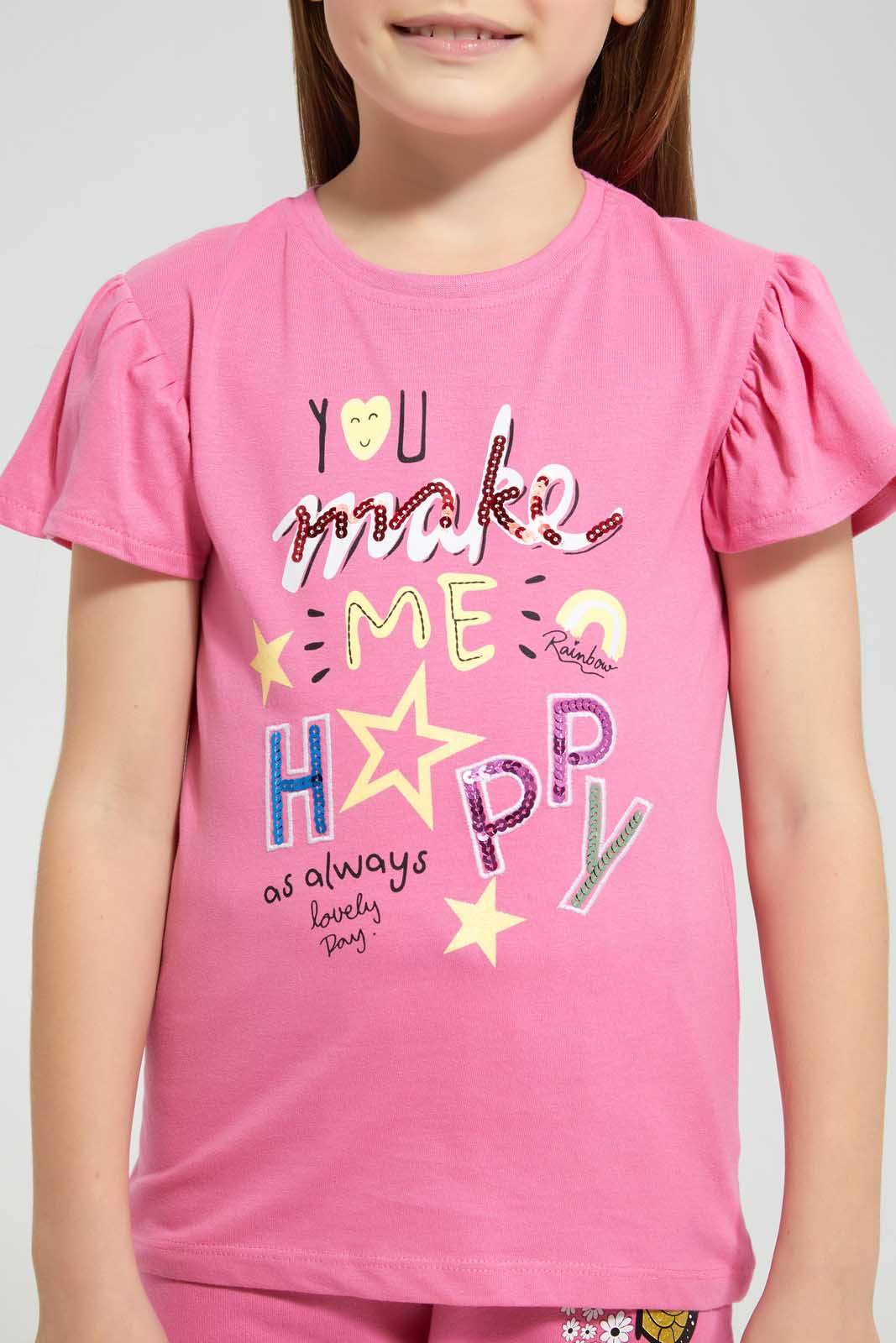 Pink Placement Print T-Shirt