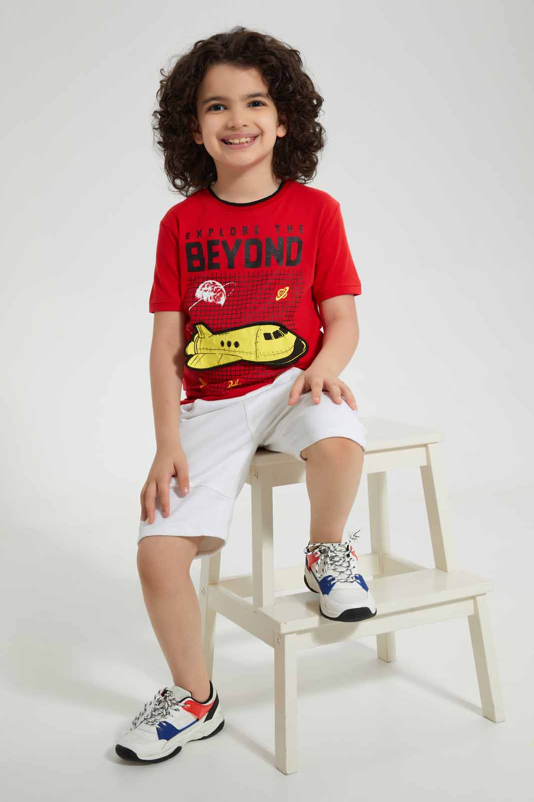 Red Flap Airplane Print T-Shirt