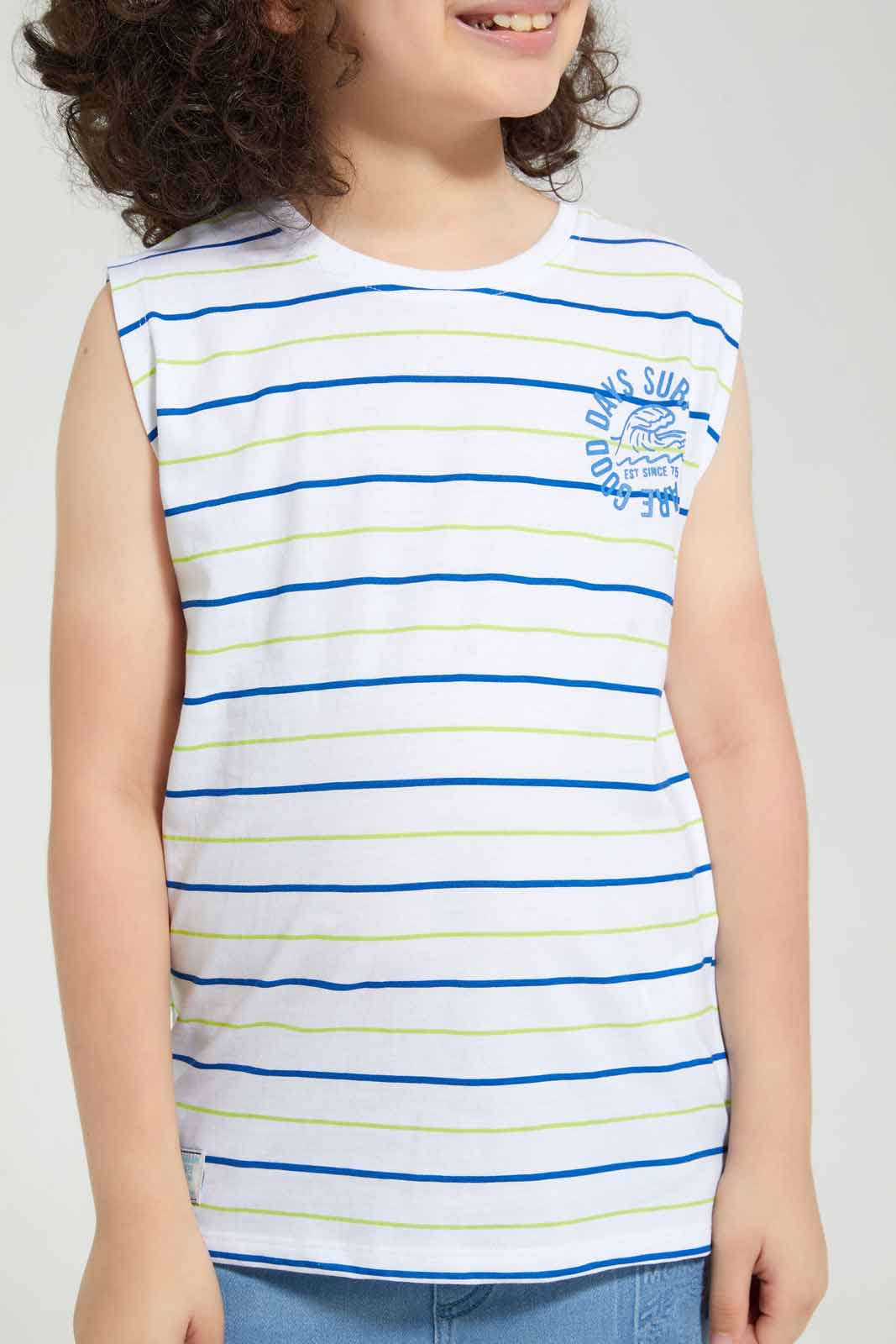 Redtag-White-Tiedye-Stripe-T-Shirt-Graphic-T-Shirts-Boys-2 to 8 Years