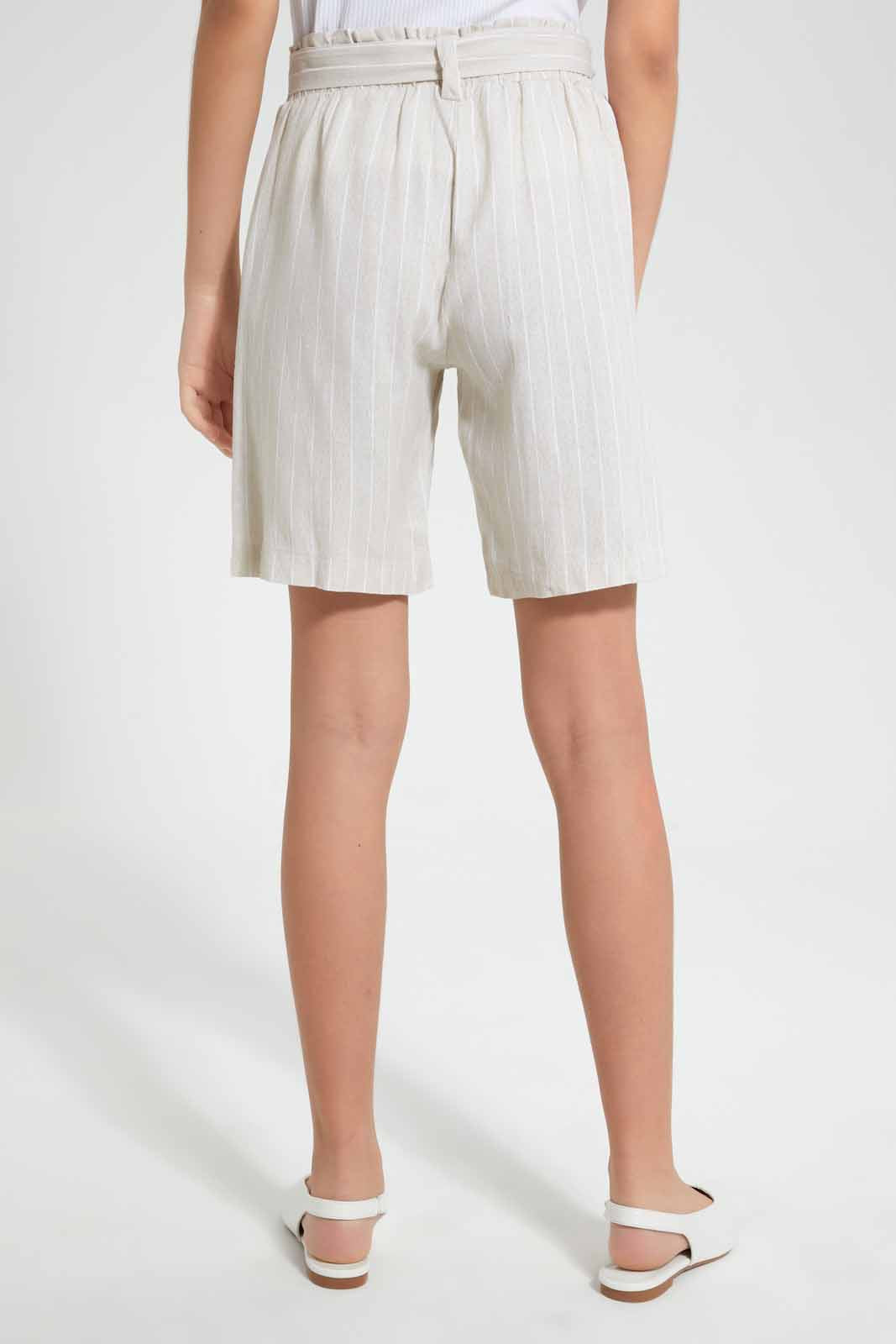 Beige Striped Short
