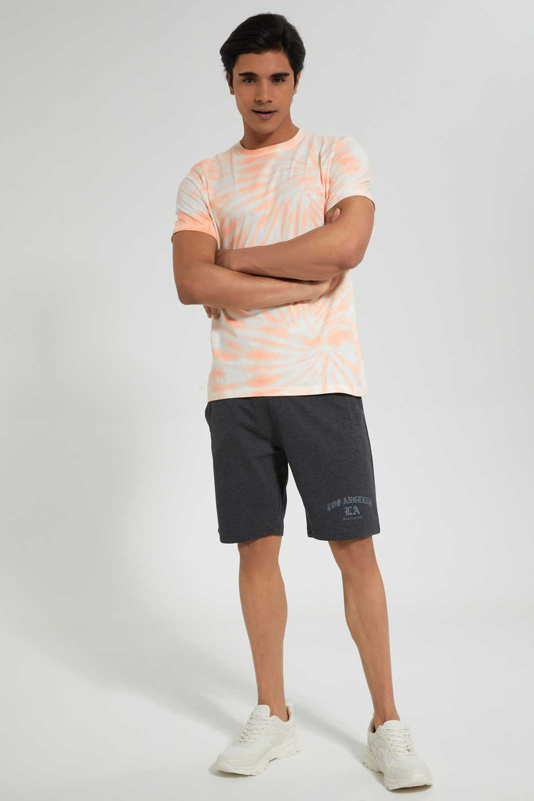 Charcoal Short With Placement Print