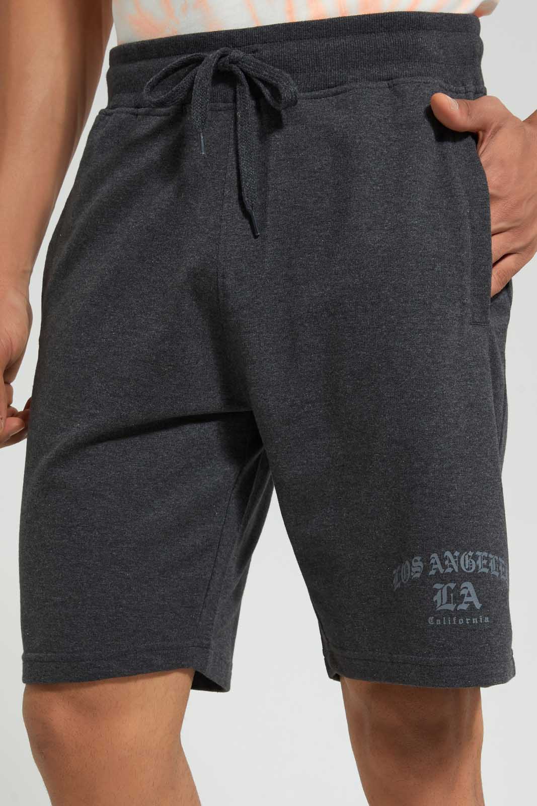 Charcoal Short With Placement Print