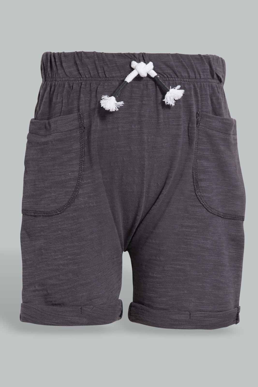 Redtag-Black-And-Grey-Car-Solid-Short-2-Pack-Category:Shorts,-Colour:Black,-Deals:New-In,-Filter:Infant-Boys-(3-to-24-Mths),-INB-Active-Shorts,-New-In-INB-APL,-Non-Sale,-S22C,-Section:Kidswear,-VLM-Infant-Boys-