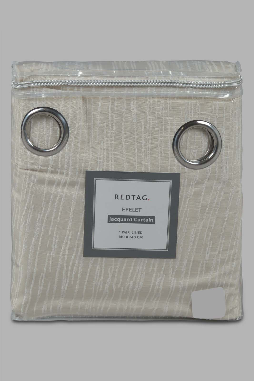 Redtag-Ivory-2-Piece-Jacquard-Curtain-Pair-With-Lining-Category:Curtains,-Colour:Ivory,-Filter:Home-Bedroom,-HMW-BED-Curtains,-Non-Sale,-S22C,-Section:Homewares-Home-Bedroom-