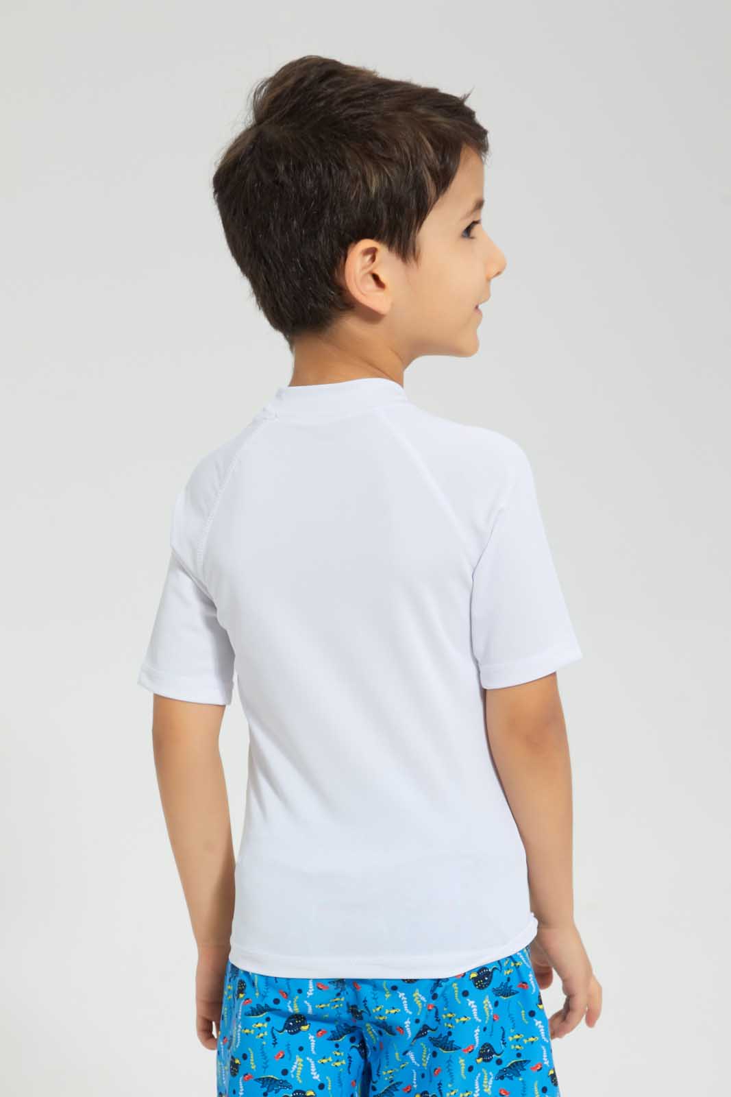 Redtag-White-Swm-Rash-Vest-Graphic-T-Shirts-Boys-2 to 8 Years
