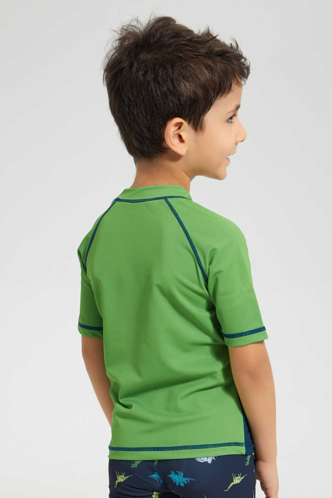Redtag-Blue-Print-Swm-Rash-Vest-Graphic-T-Shirts-Boys-2 to 8 Years
