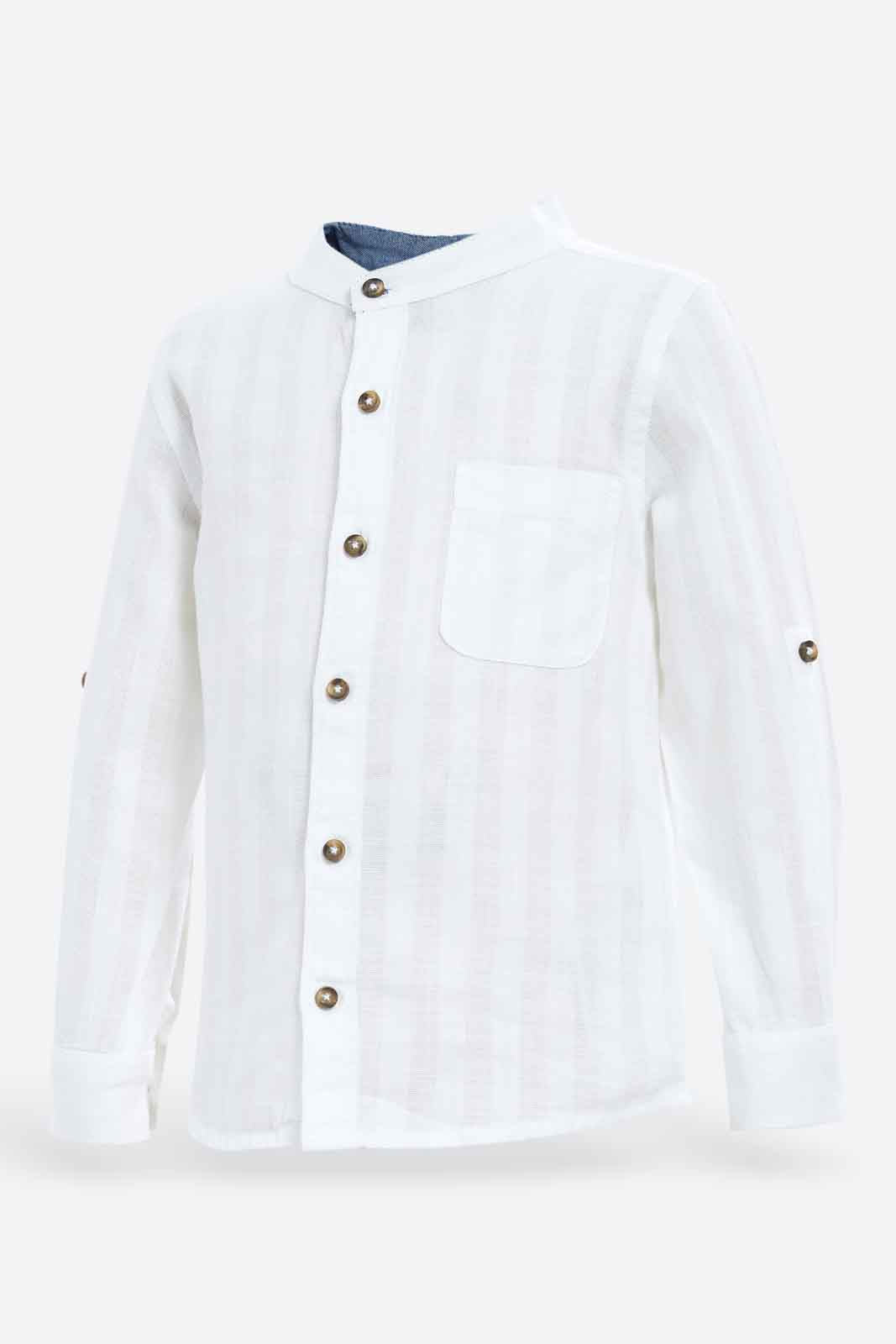 Redtag-White-Dobby--Long-Sleeve-Shirt-Category:Shirts,-Colour:White,-Deals:New-In,-Dept:Boys,-Filter:Infant-Boys-(3-to-24-Mths),-INB-Shirts,-New-In-INB-APL,-Non-Sale,-S22C,-Section:Boys-(0-to-14Yrs)-Infant-Boys-3 to 24 Months